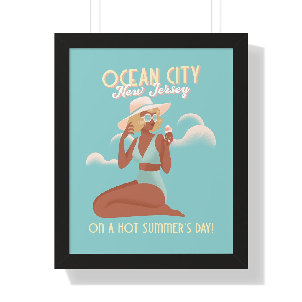 Ocean City, New Jersey Framed Wall Art - Dad Bod Summer