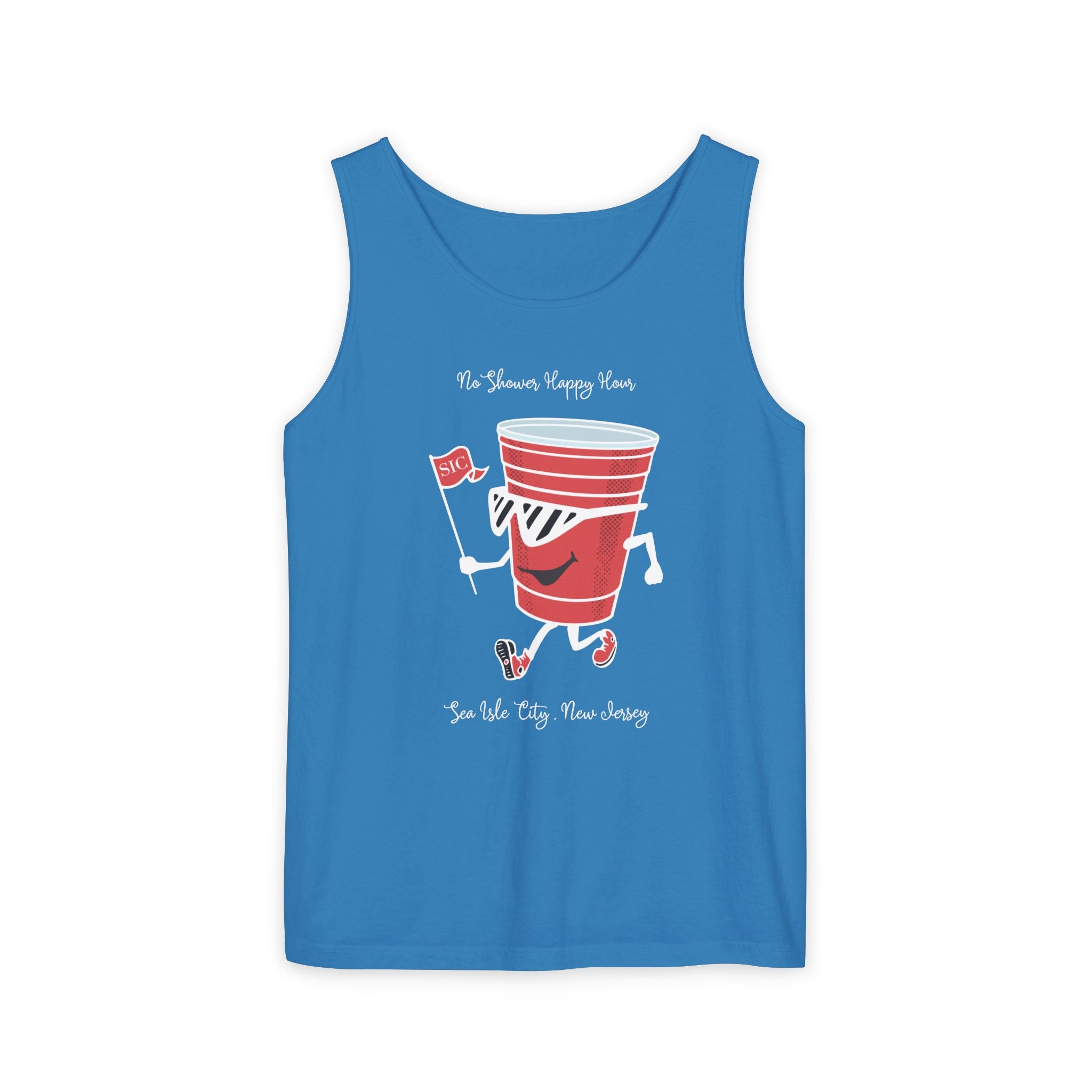 "No Shower Happy Hour, Sea Isle City Tank Top" - Beach Tank Tops