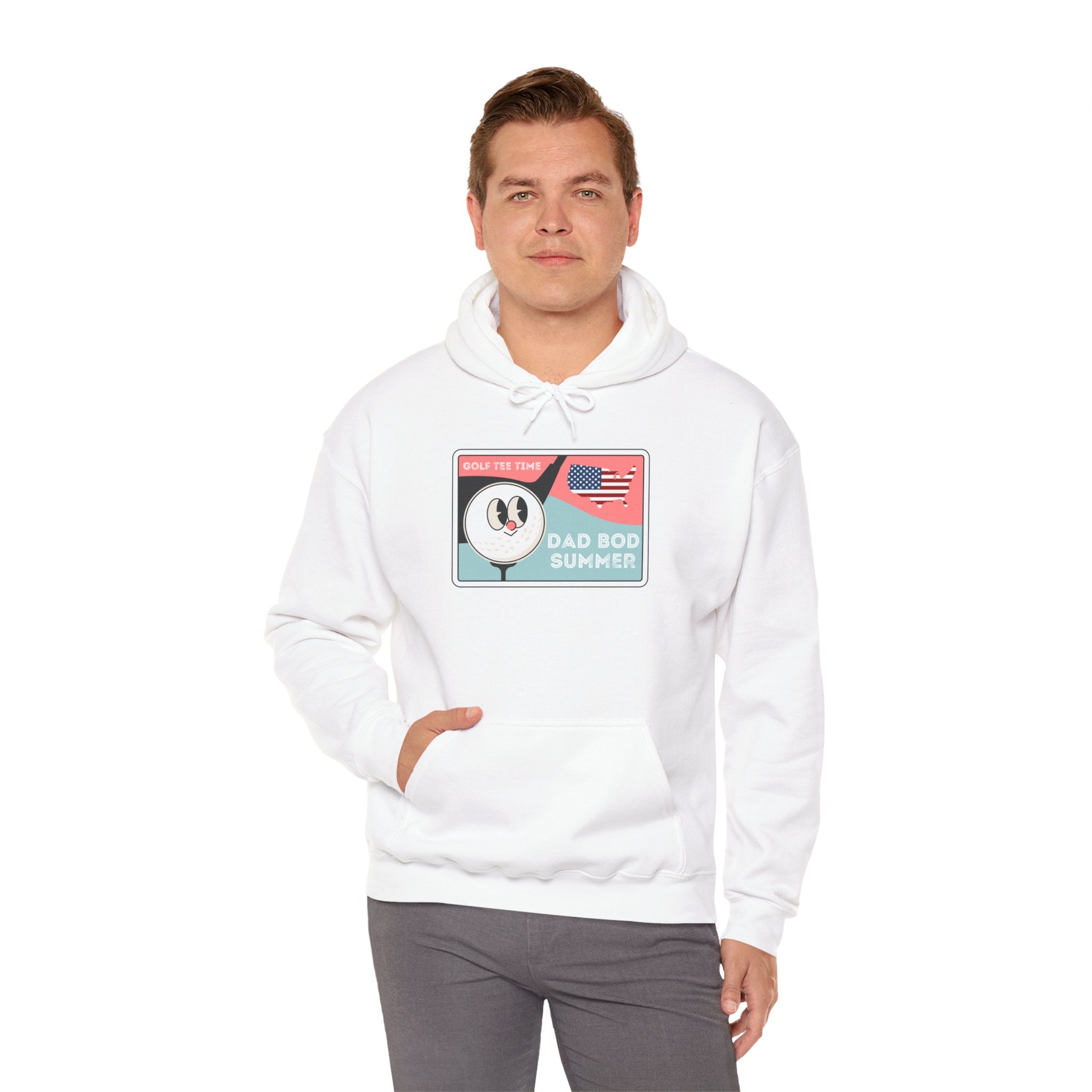 "Dad Bod Summer Golf Tee Time, Americana Edition" - Golf Hoodie