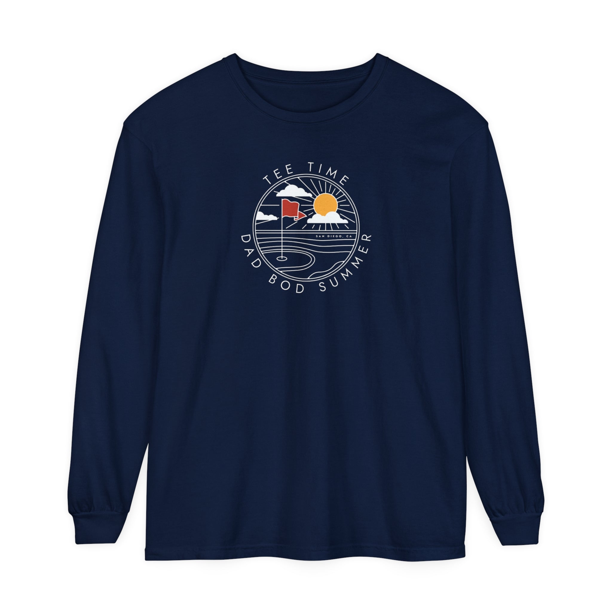 "San Diego California, Golf Tee Time" - Long Sleeve Golf Shirt