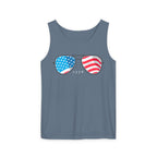 "USA Flag Sunglasses Tank Top" - Men's Tank Tops
