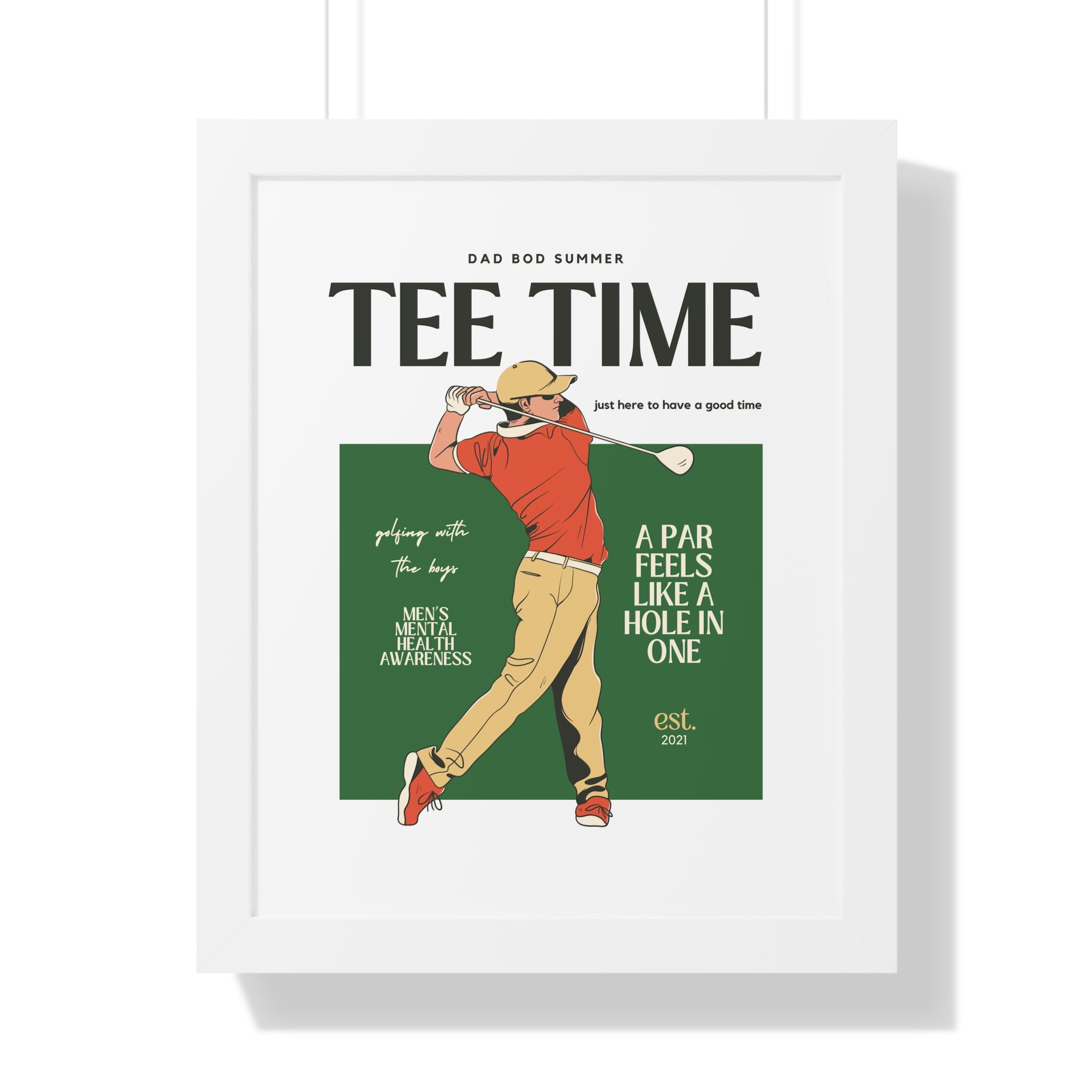 Dad Bod Summer Tee Time - Golf Wall Art - Golf Art - Retro Golf Art