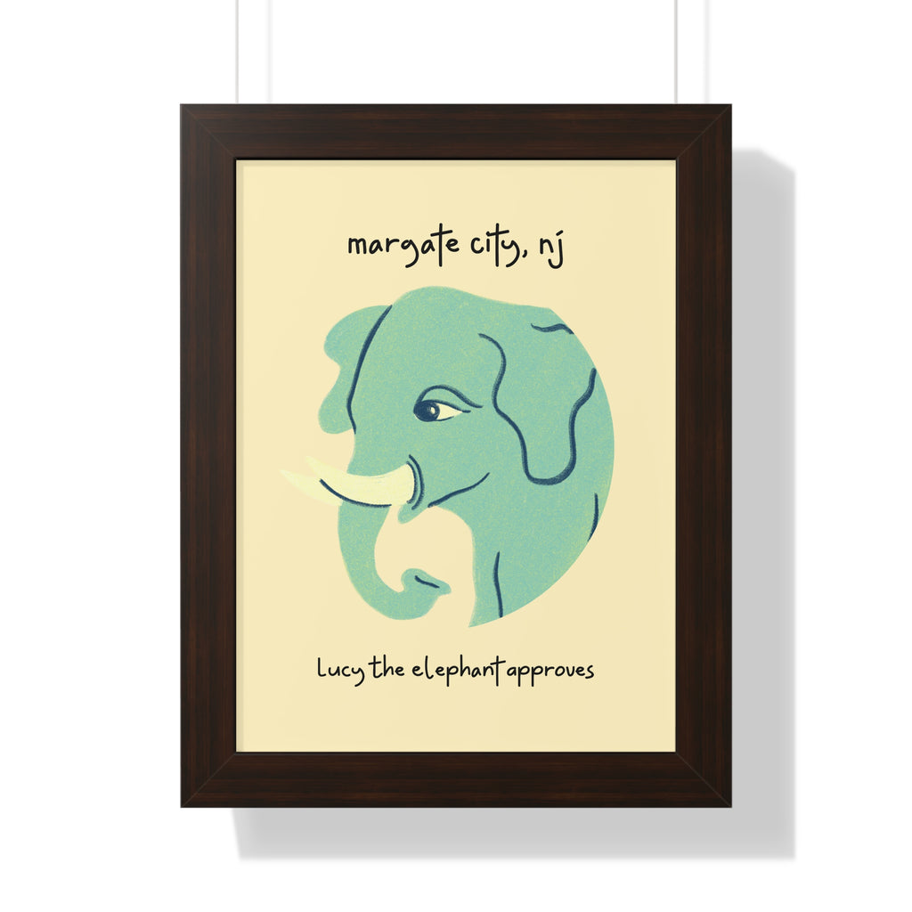 Pre Framed, Margate City, NJ- Lucy The Elephant- Retro Summer Wall Art - Dad Bod Summer