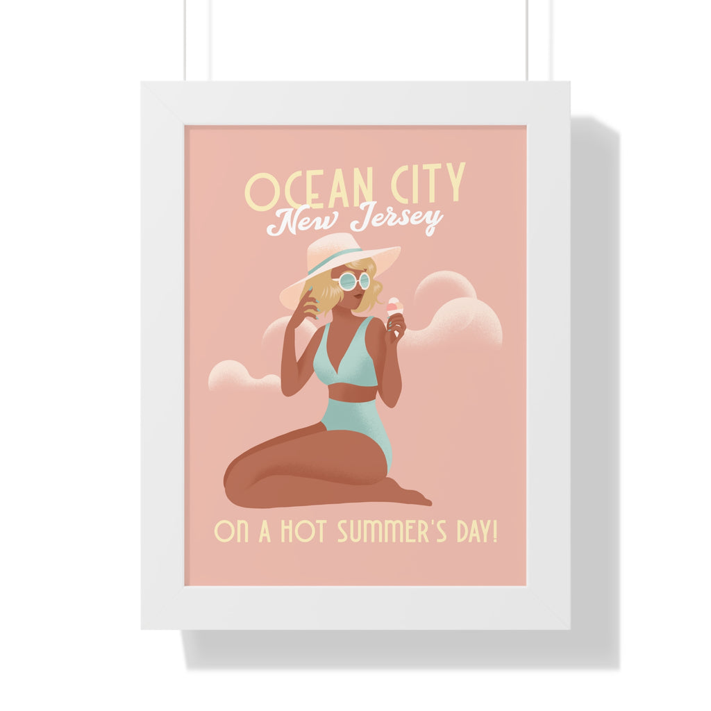 Ocean City, New Jersey Framed Wall Art - Dad Bod Summer