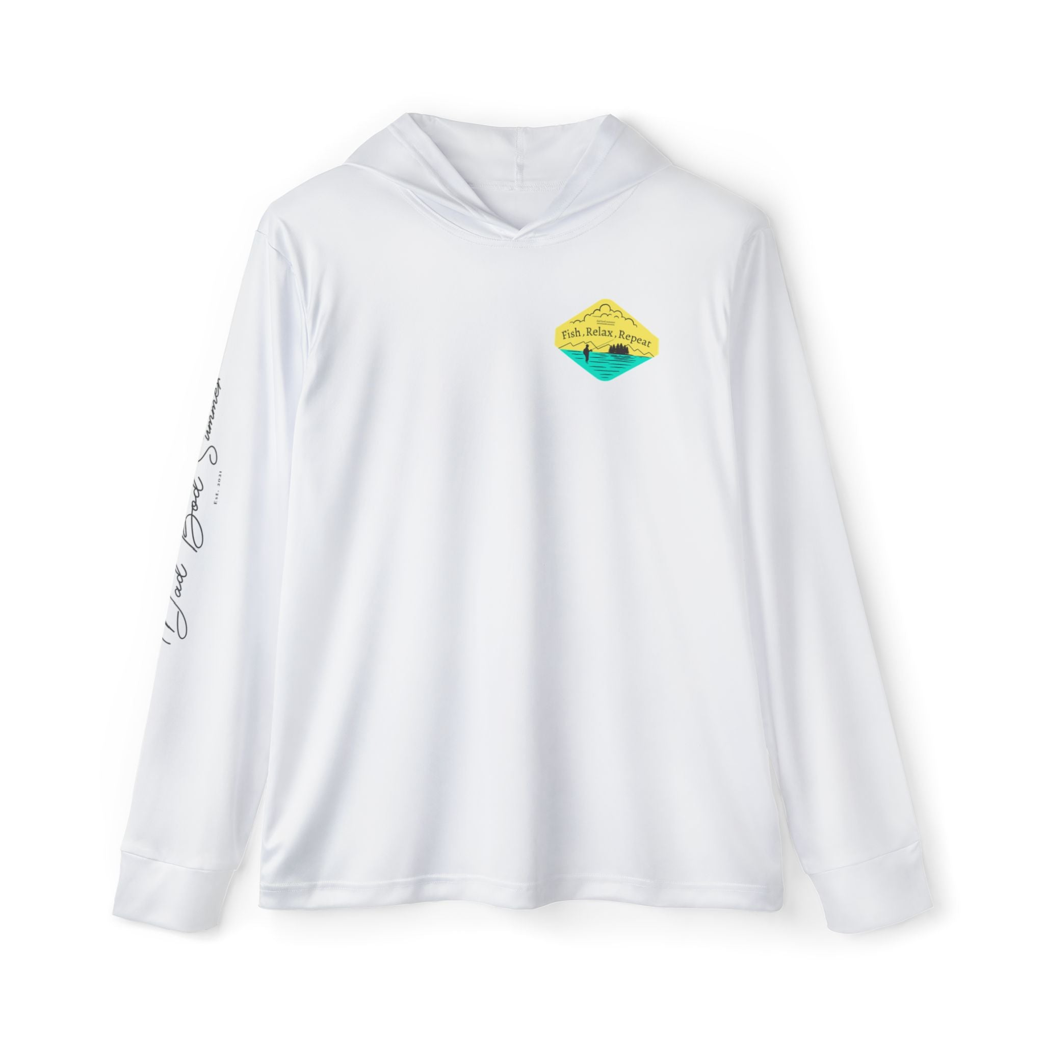 "Fish, Relax, Repeat" Fishing Performance Hoodie
