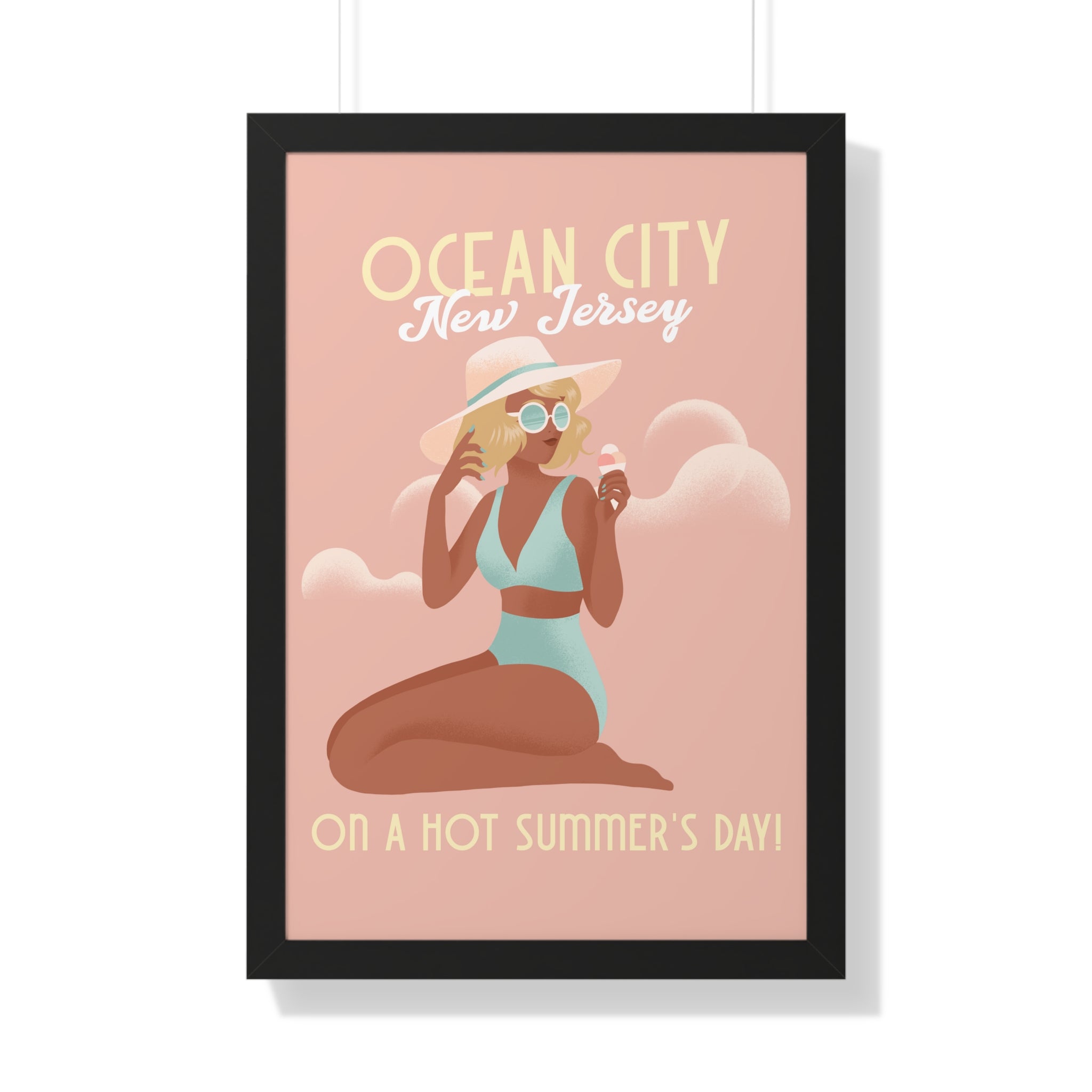 Ocean City, New Jersey Framed Wall Art - Dad Bod Summer