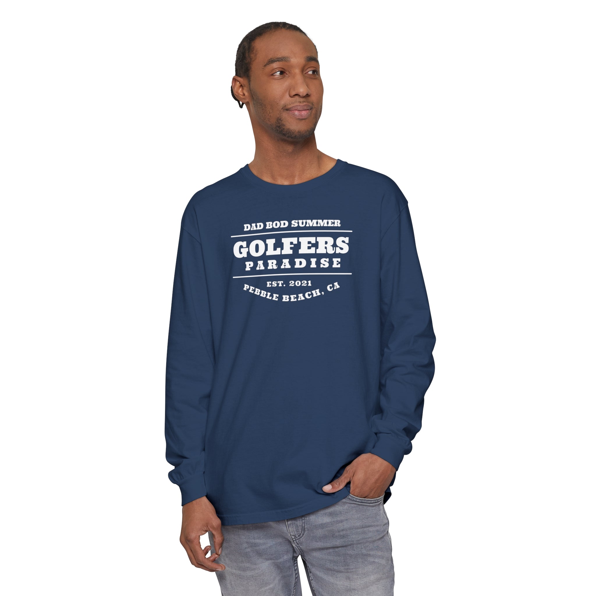 "Pebble Beach, Golfers Paradise" - Long Sleeve Golf Shirt