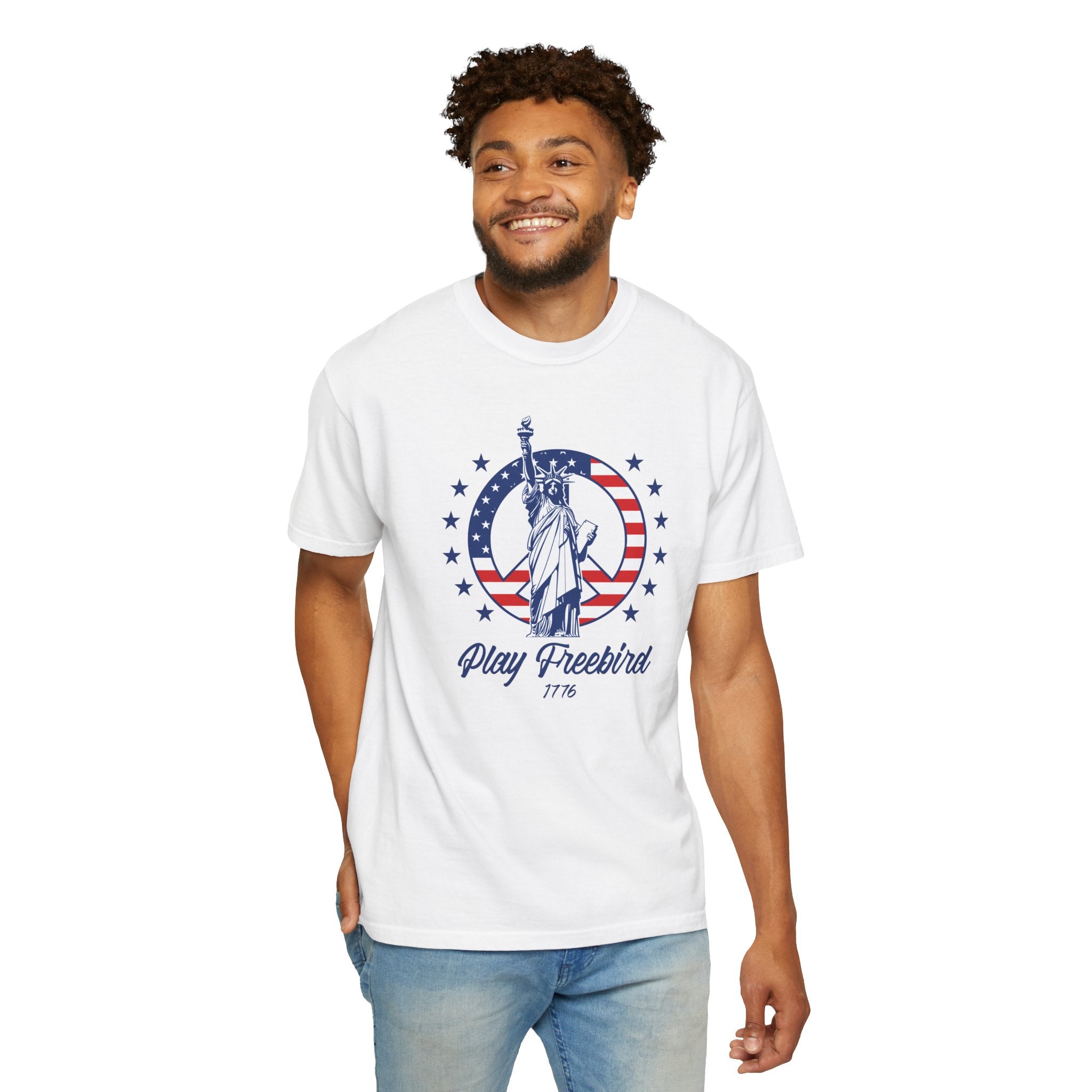 "Lady Liberty Screaming Play Freebird" - America Shirt