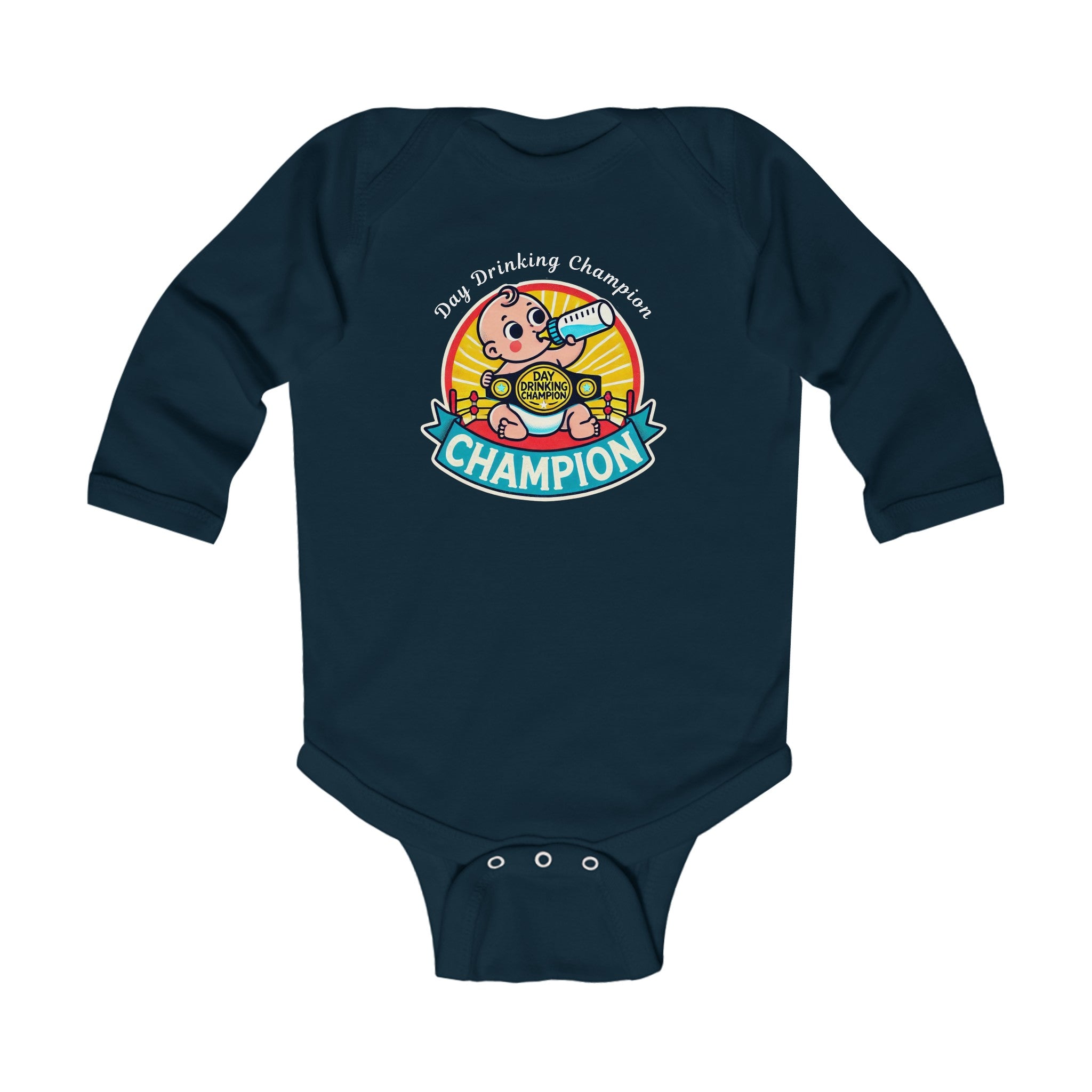"Bottle Of Milk Drinking Champion" - Funny Baby Onesies