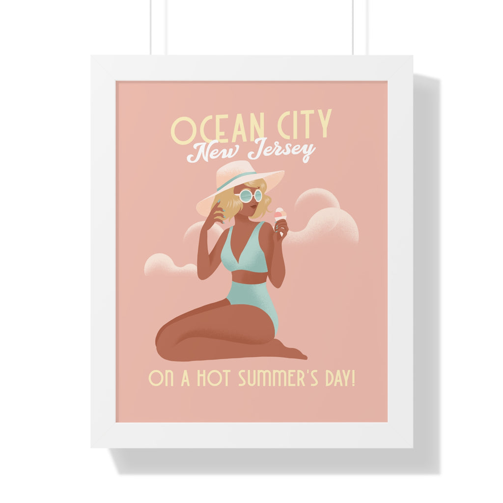 Ocean City, New Jersey Framed Wall Art - Dad Bod Summer