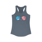 "American Flag Sunglasses" Americana Women's Shirts