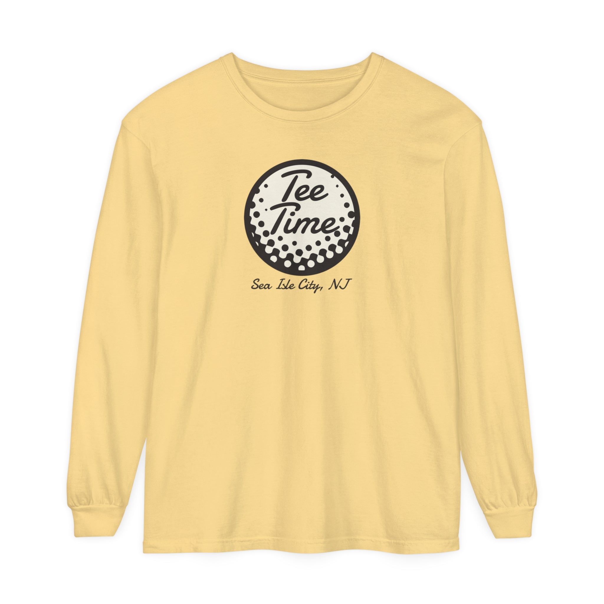 "Sea Isle City, Golf Tee Time" - Long Sleeve Golf Shirt