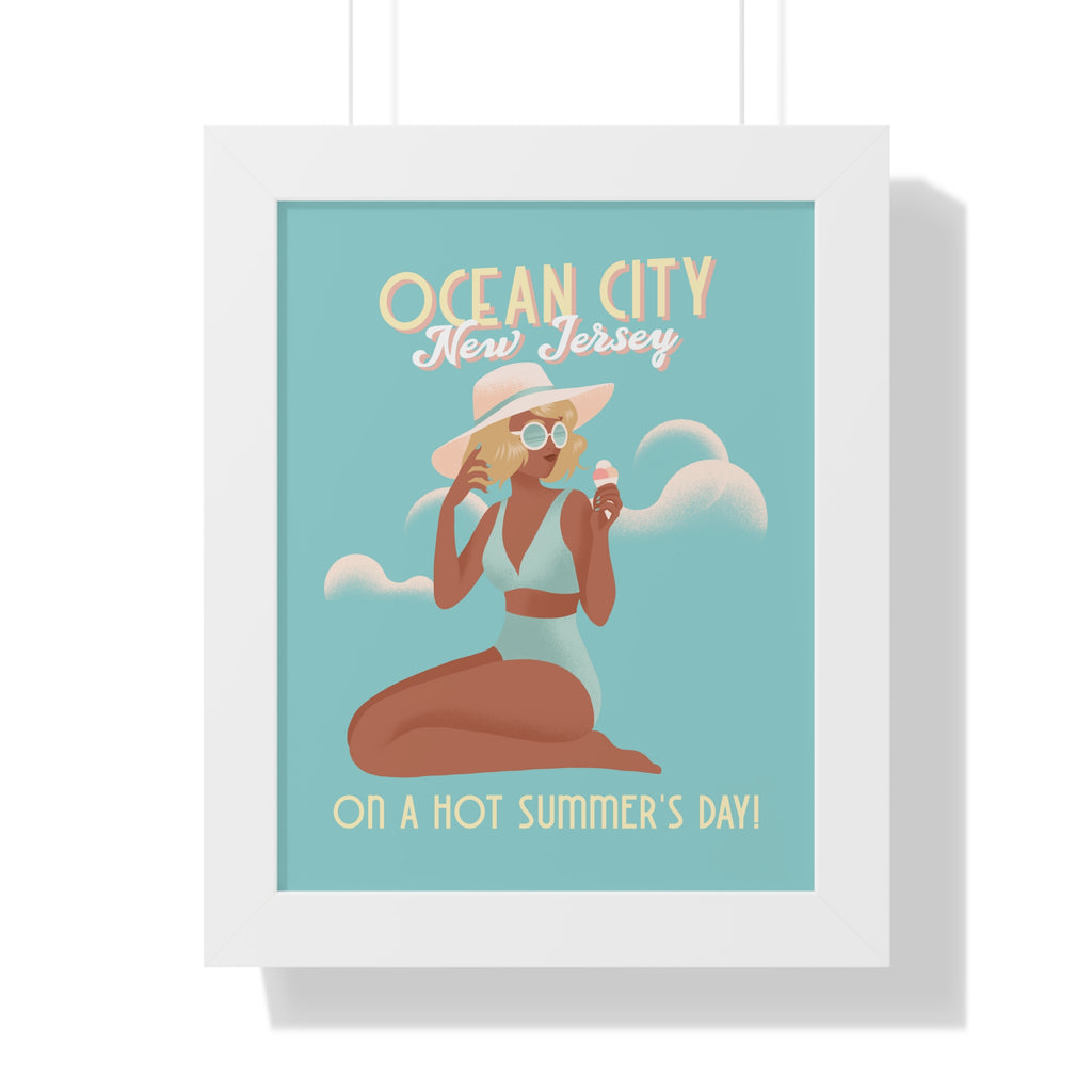 Ocean City, New Jersey Framed Wall Art - Dad Bod Summer