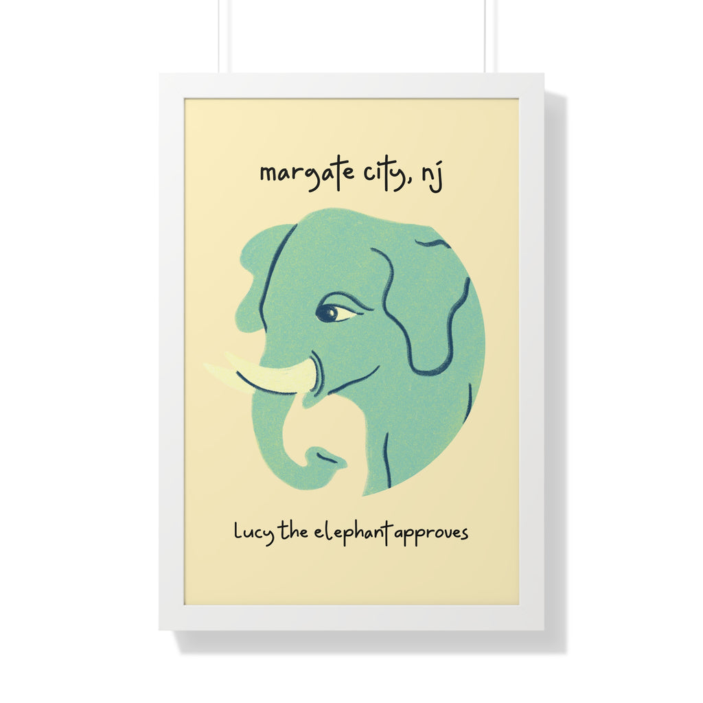 Pre Framed, Margate City, NJ- Lucy The Elephant- Retro Summer Wall Art - Dad Bod Summer