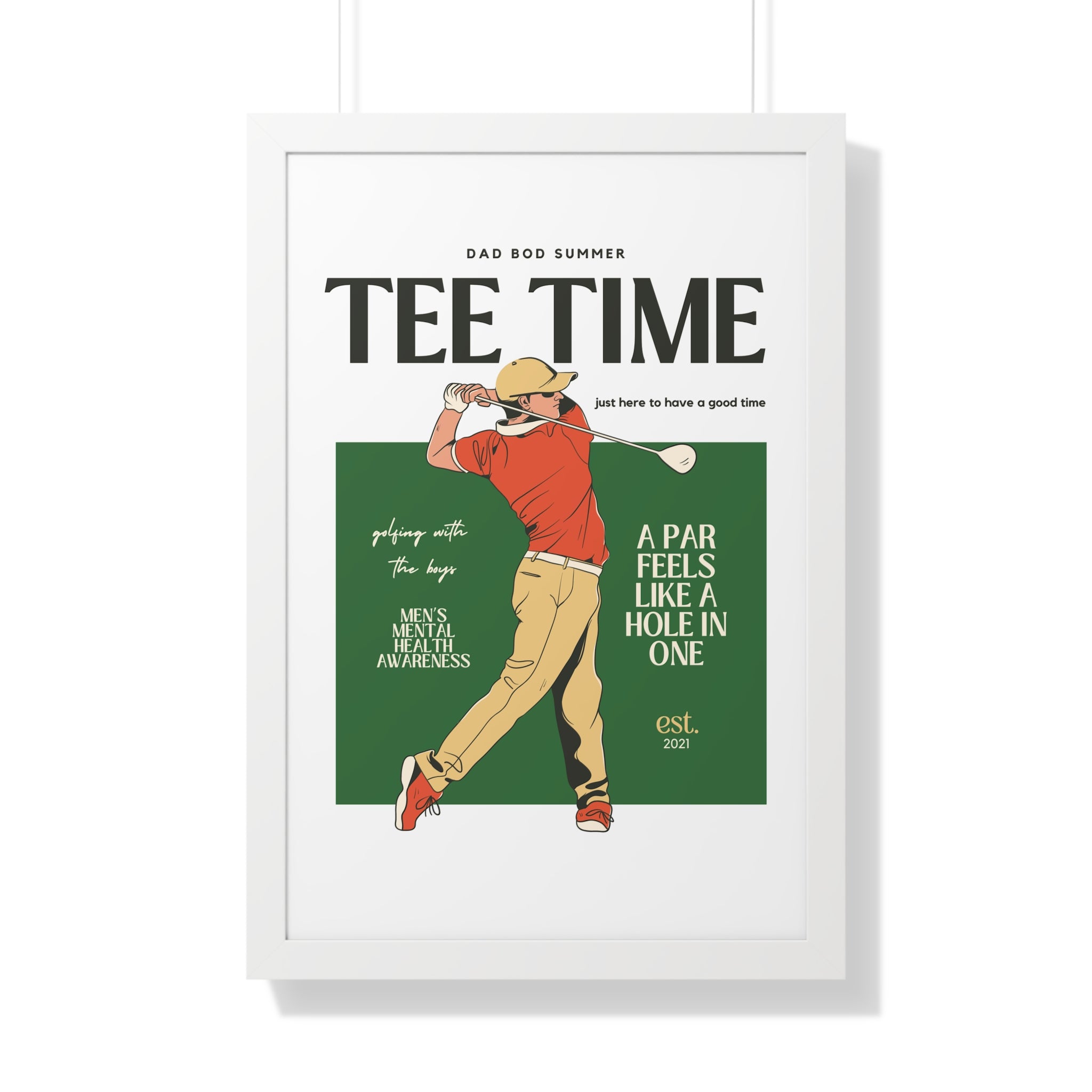 Dad Bod Summer Tee Time - Golf Wall Art - Golf Art - Retro Golf Art