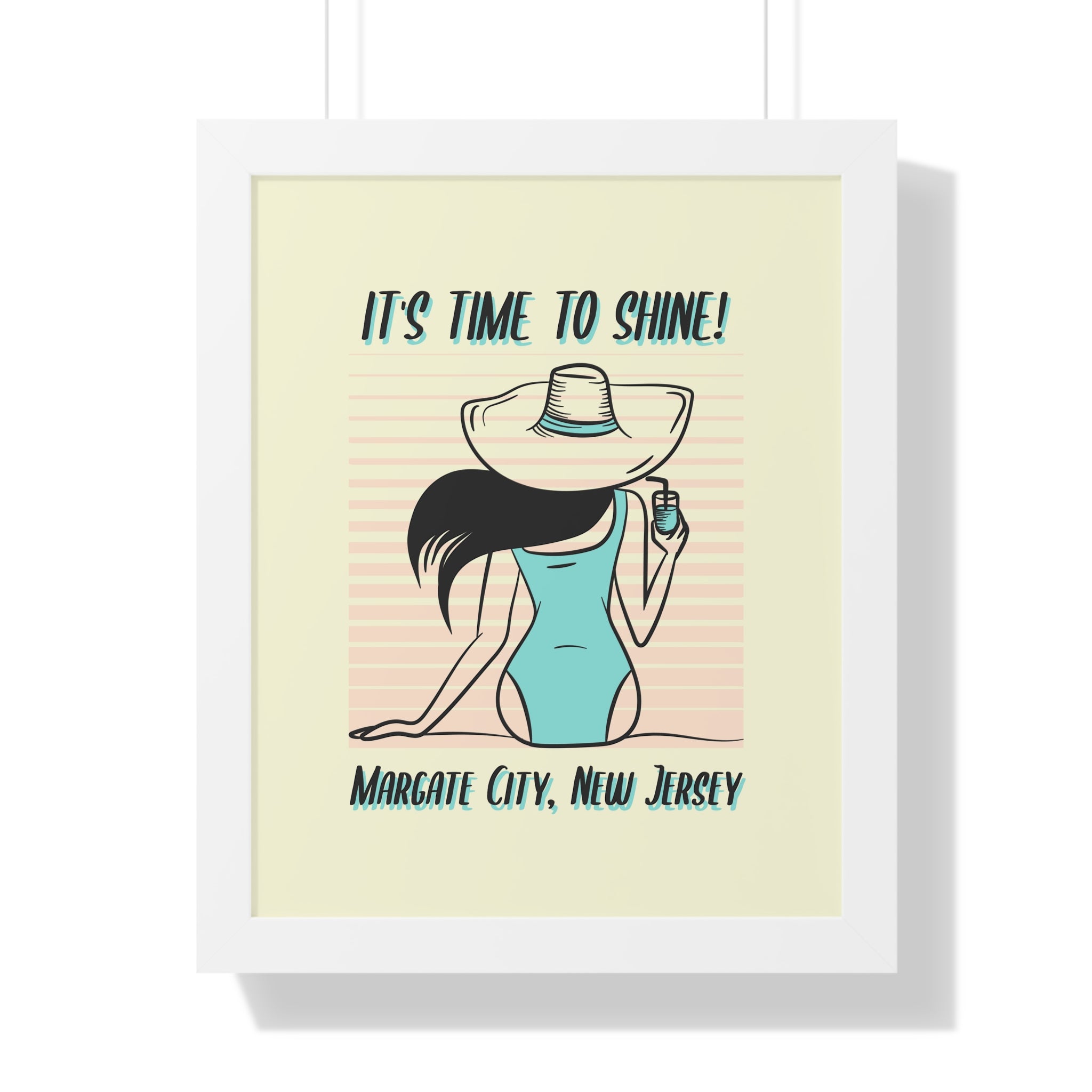 Pre Framed, Margate City, New Jersey- Retro Summer Wall Art - Dad Bod Summer