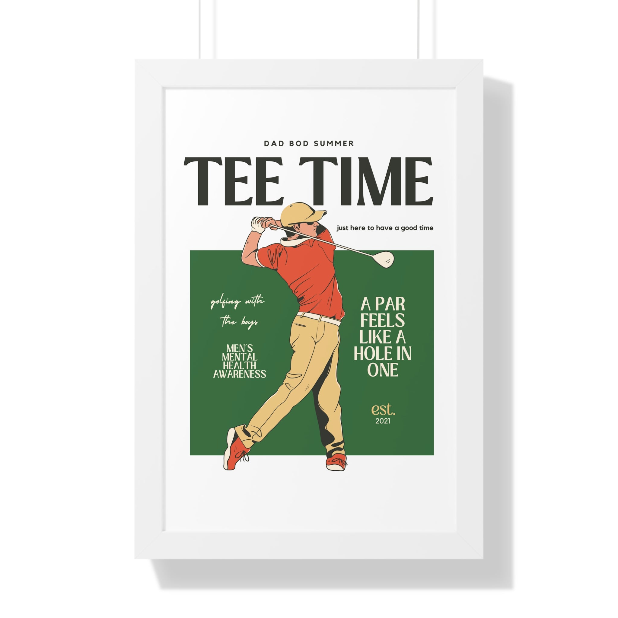 Dad Bod Summer Tee Time - Golf Wall Art - Golf Art - Retro Golf Art