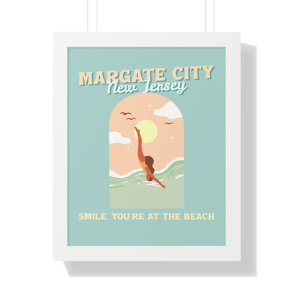 Pre Framed, Margate City- At The Beach- Retro Summer Wall Art - Dad Bod Summer