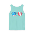 "USA Flag Sunglasses Tank Top" - Men's Tank Tops