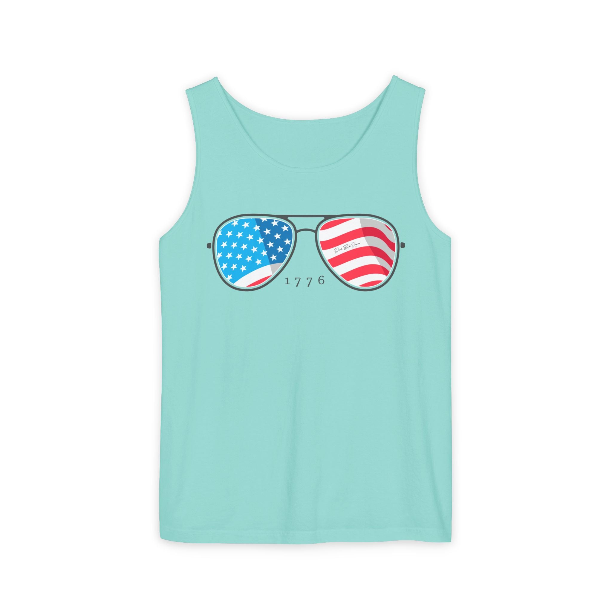 "USA Flag Sunglasses Tank Top" - Men's Tank Tops
