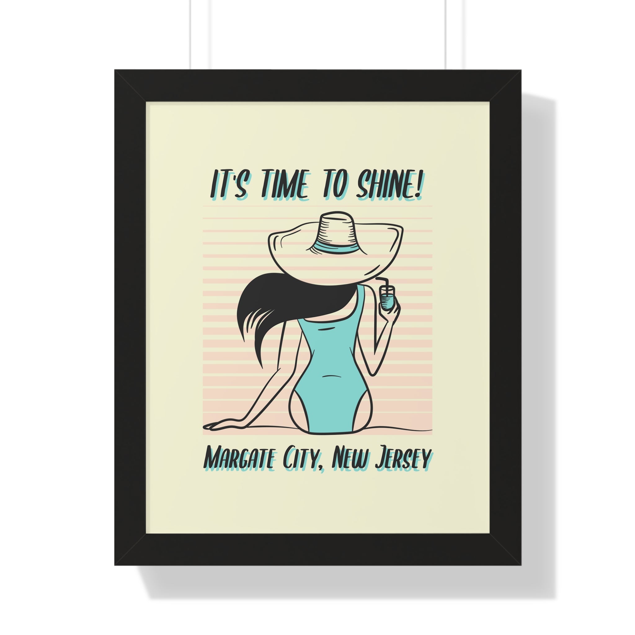 Pre Framed, Margate City, New Jersey- Retro Summer Wall Art - Dad Bod Summer