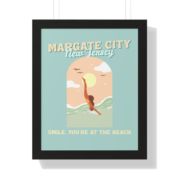 Pre Framed, Margate City- At The Beach- Retro Summer Wall Art - Dad Bod Summer