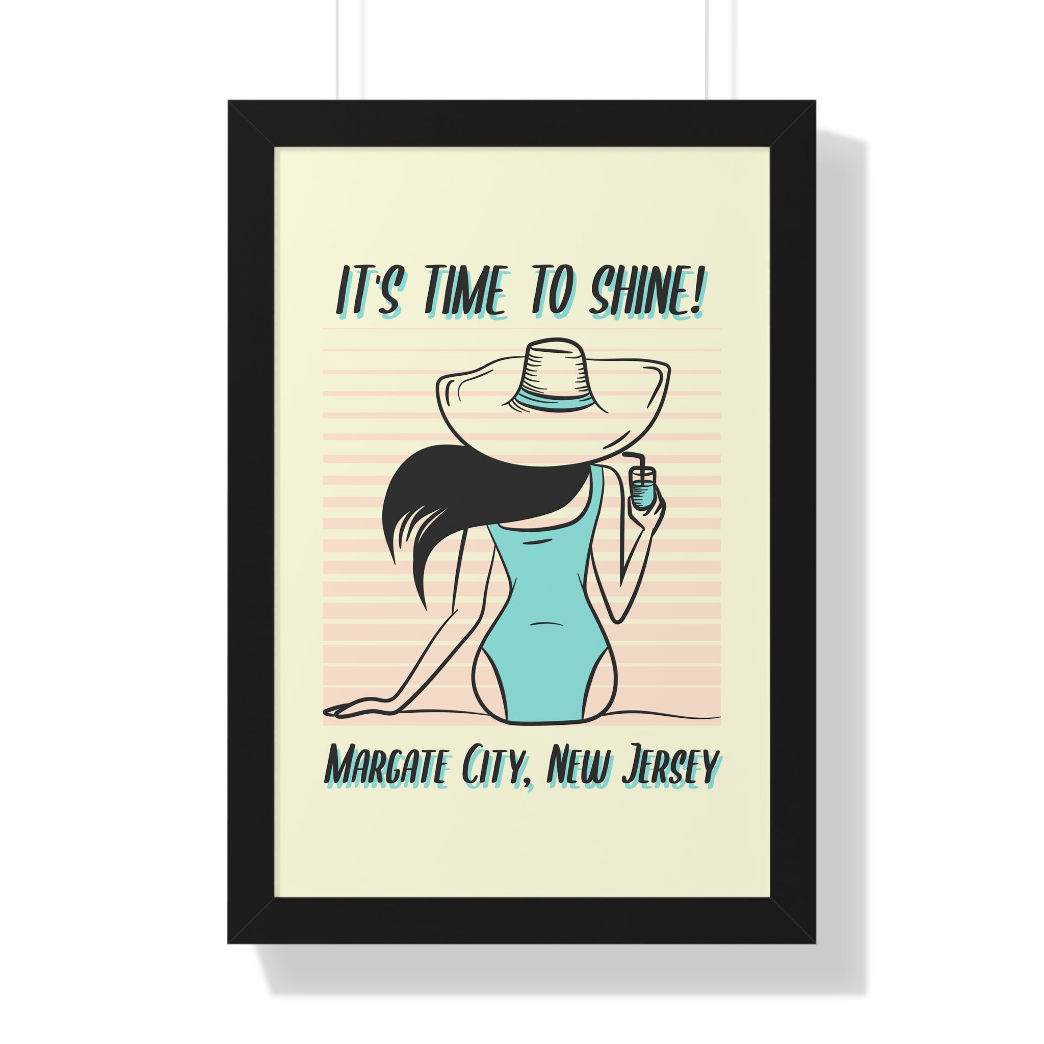 Pre Framed, Margate City, New Jersey- Retro Summer Wall Art - Dad Bod Summer