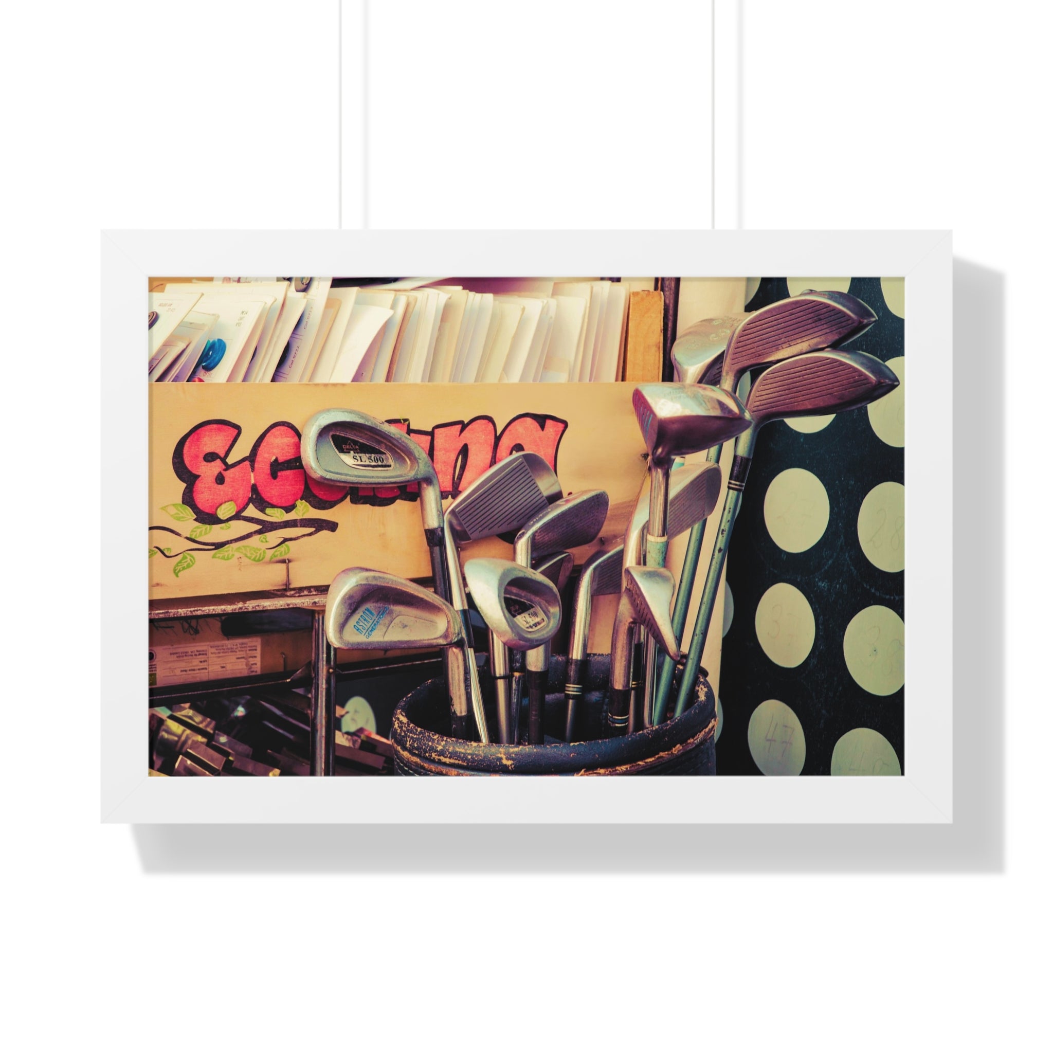 "Golf Clubs At A Record Store" - Golf Wall Art