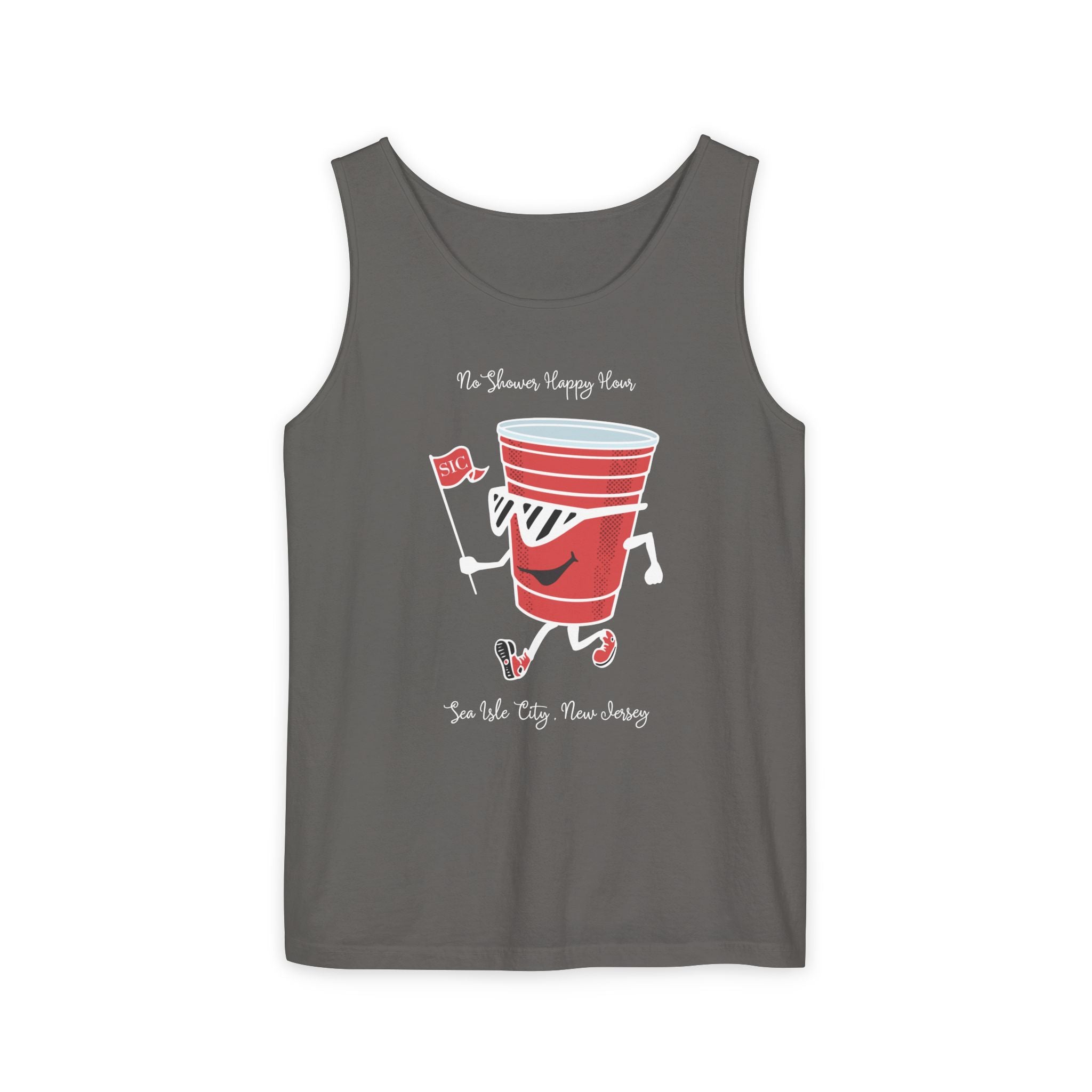 "No Shower Happy Hour, Sea Isle City Tank Top" - Beach Tank Tops