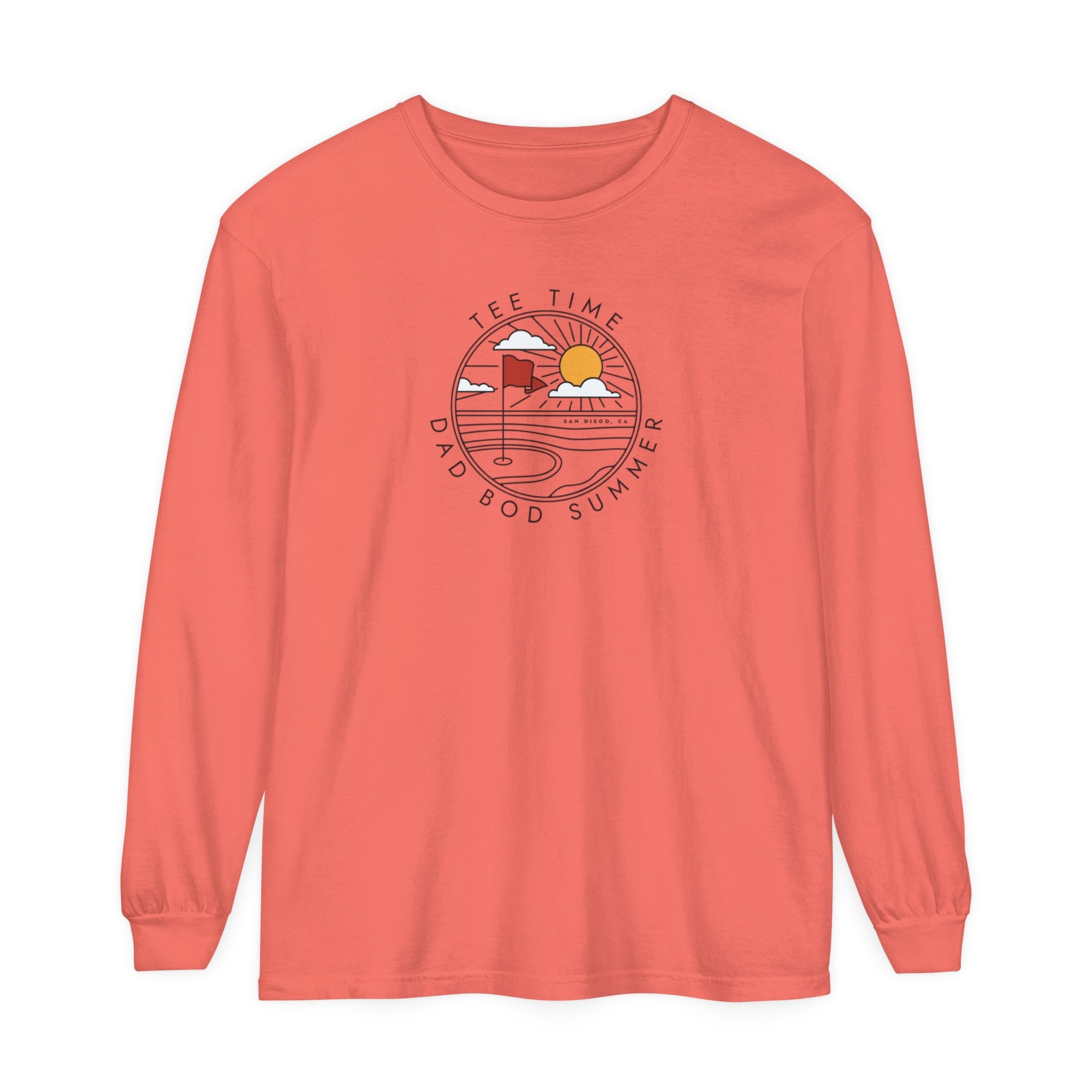 "San Diego California, Golf Tee Time" - Long Sleeve Golf Shirt