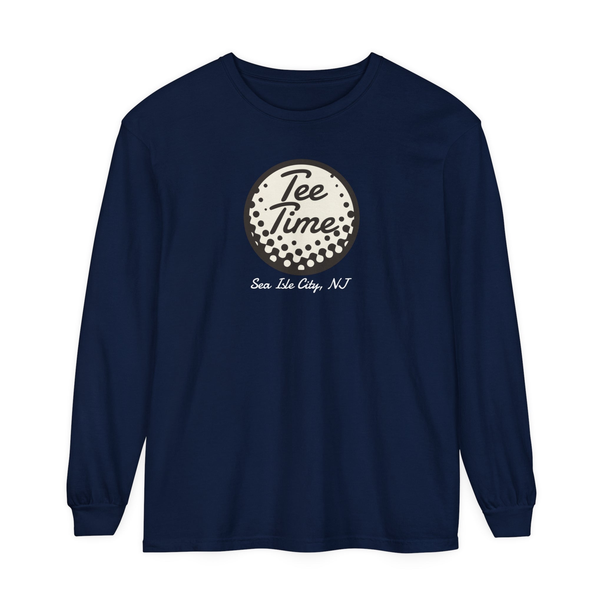 "Sea Isle City, Golf Tee Time" - Long Sleeve Golf Shirt