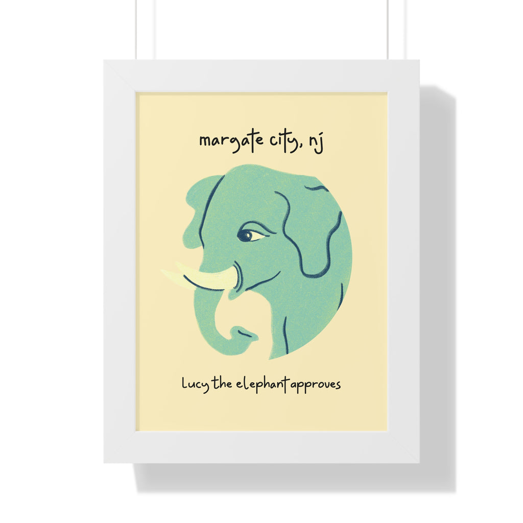 Pre Framed, Margate City, NJ- Lucy The Elephant- Retro Summer Wall Art - Dad Bod Summer