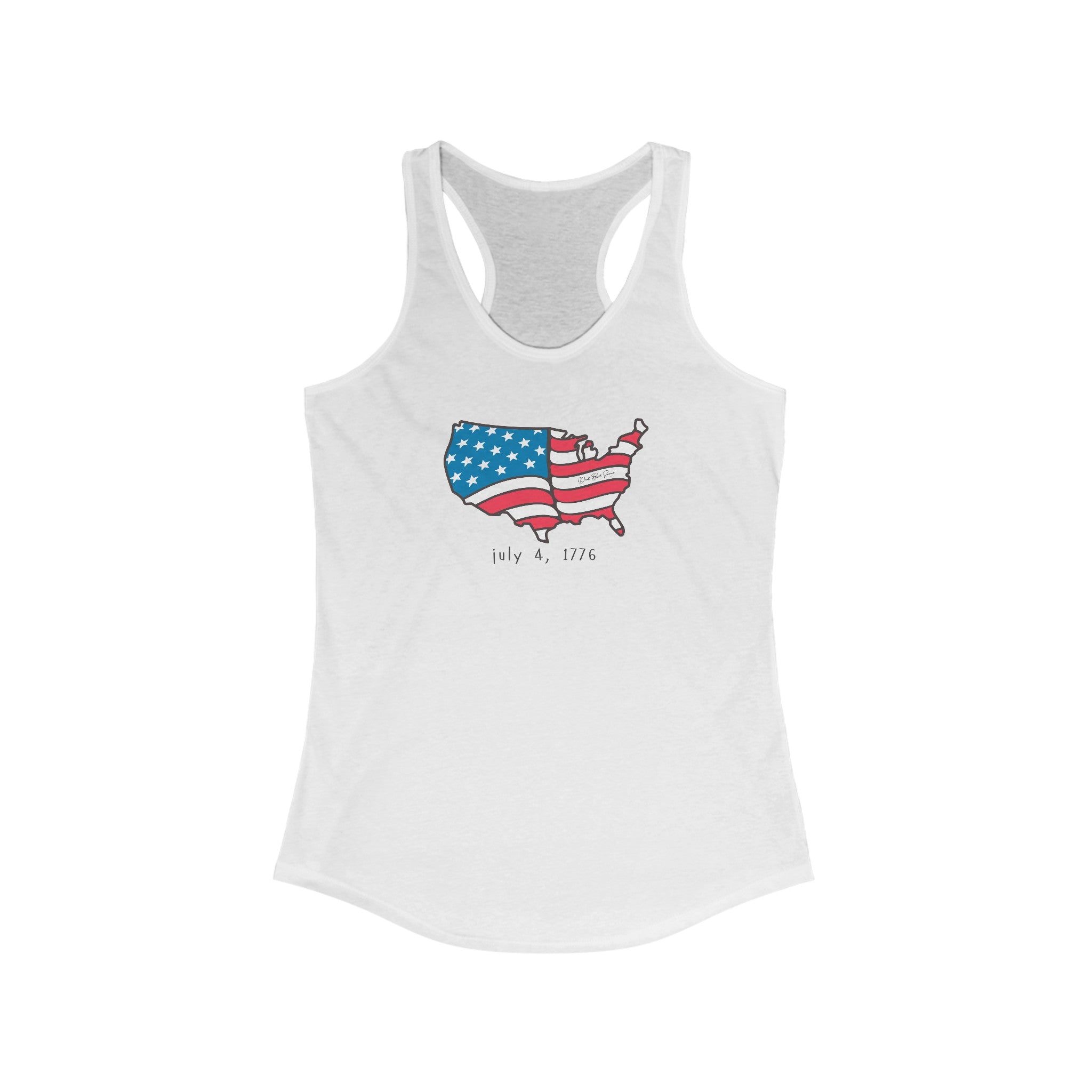 "July 4, 1776 American Flag Tank Top" - Ladies Tank Top