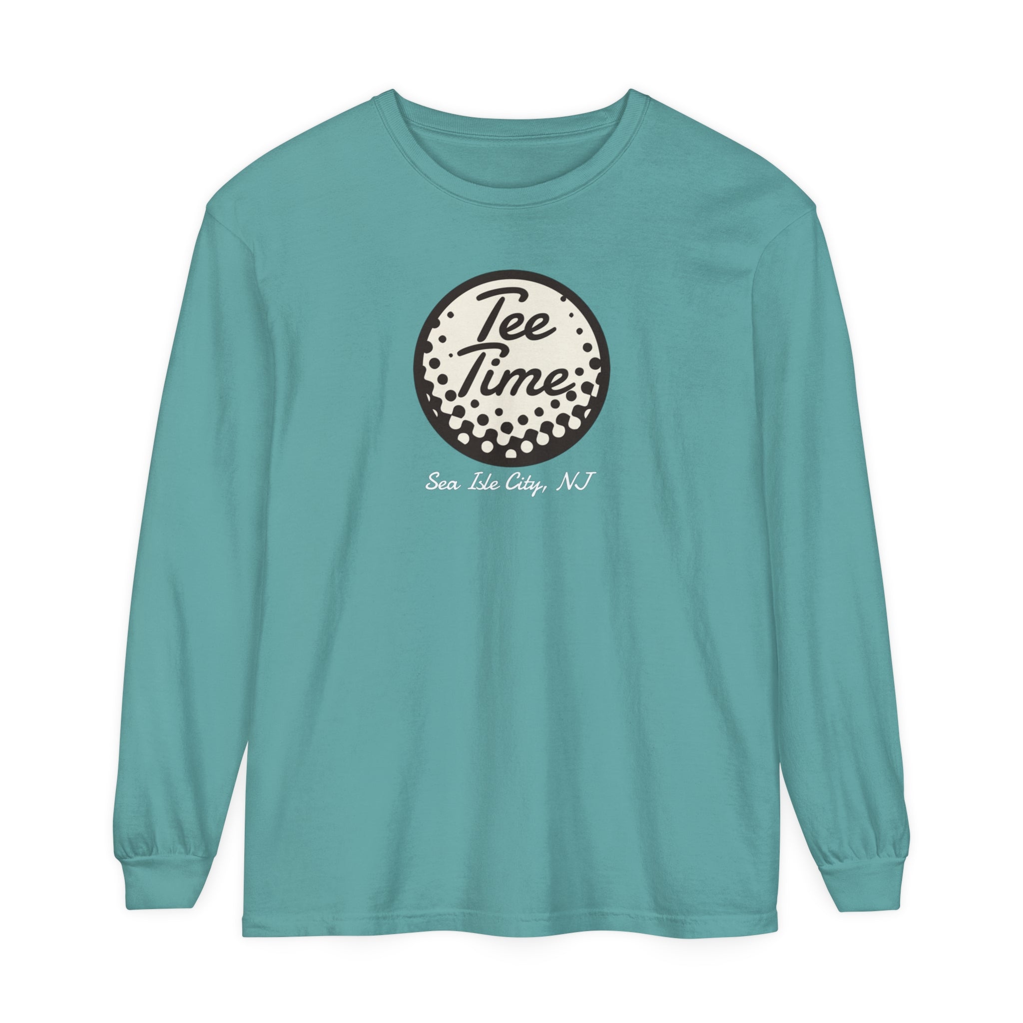 "Sea Isle City, Golf Tee Time" - Long Sleeve Golf Shirt