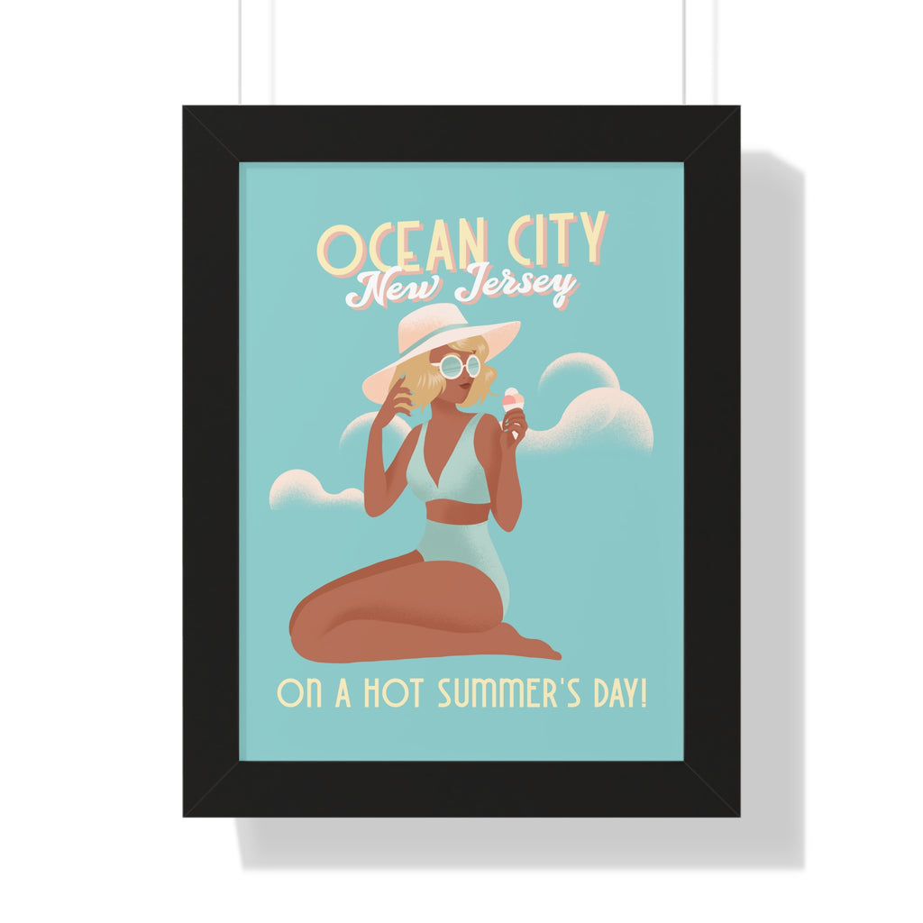 Ocean City, New Jersey Framed Wall Art - Dad Bod Summer