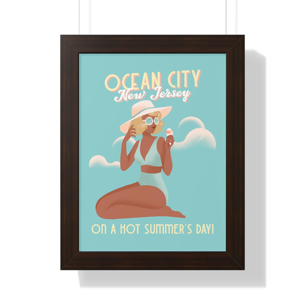 Ocean City, New Jersey Framed Wall Art - Dad Bod Summer