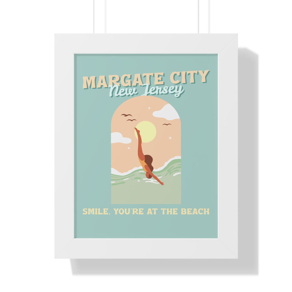 Pre Framed, Margate City- At The Beach- Retro Summer Wall Art - Dad Bod Summer