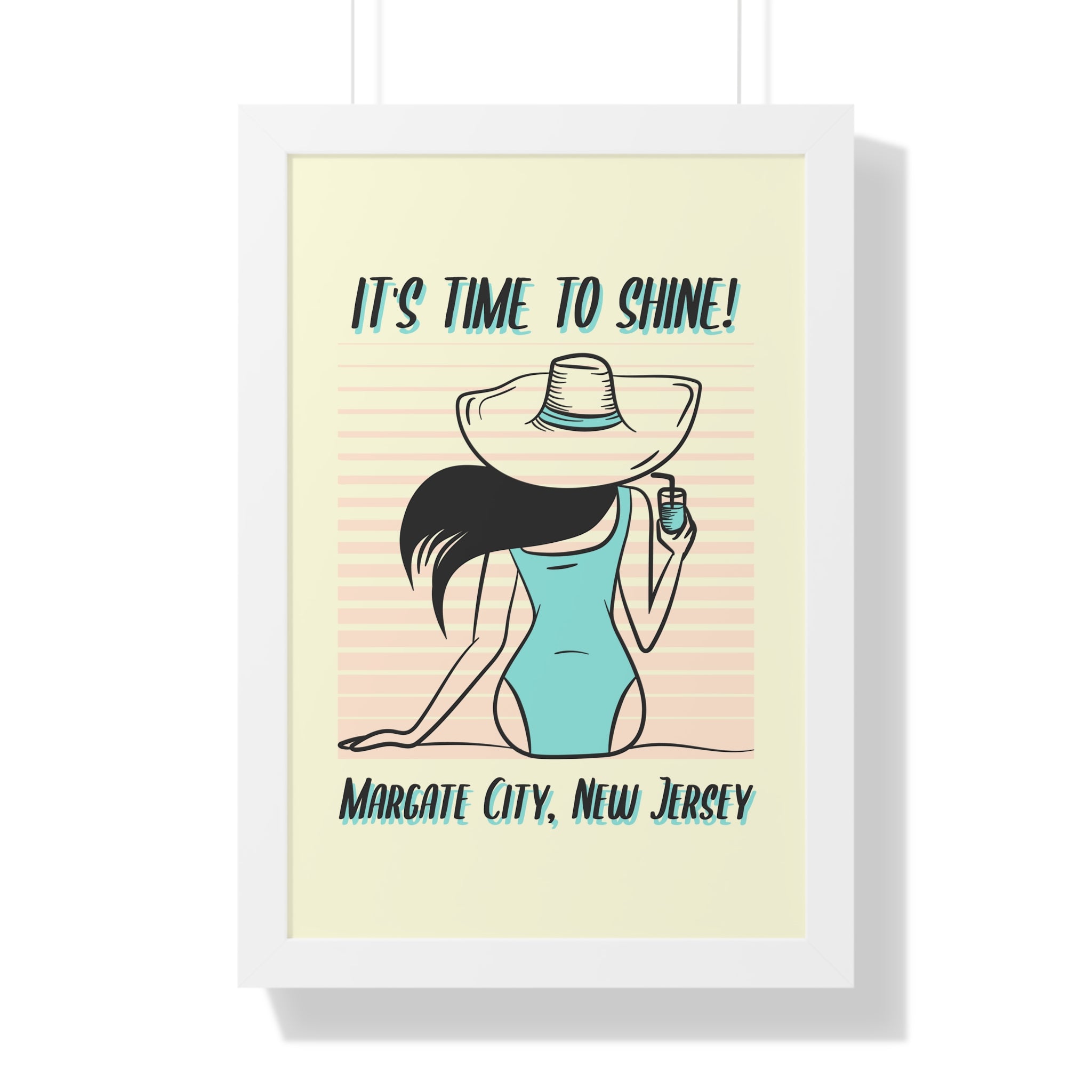 Pre Framed, Margate City, New Jersey- Retro Summer Wall Art - Dad Bod Summer