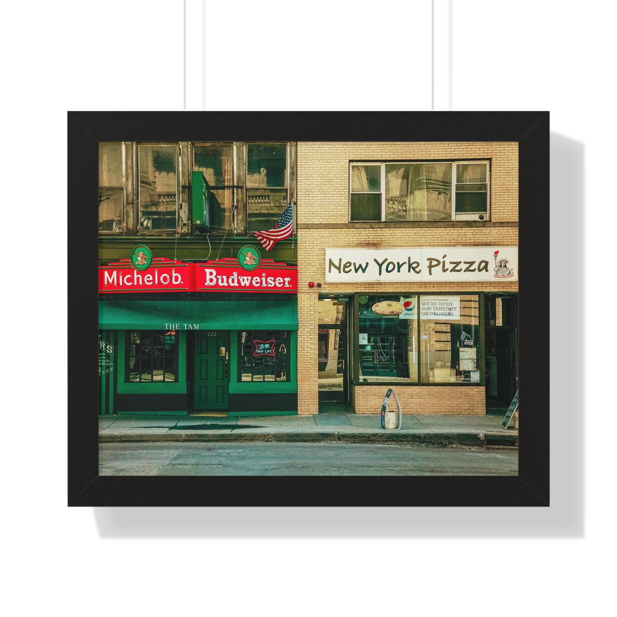 New York City Retro Pizzeria- Framed Wall Art - Dad Bod Summer