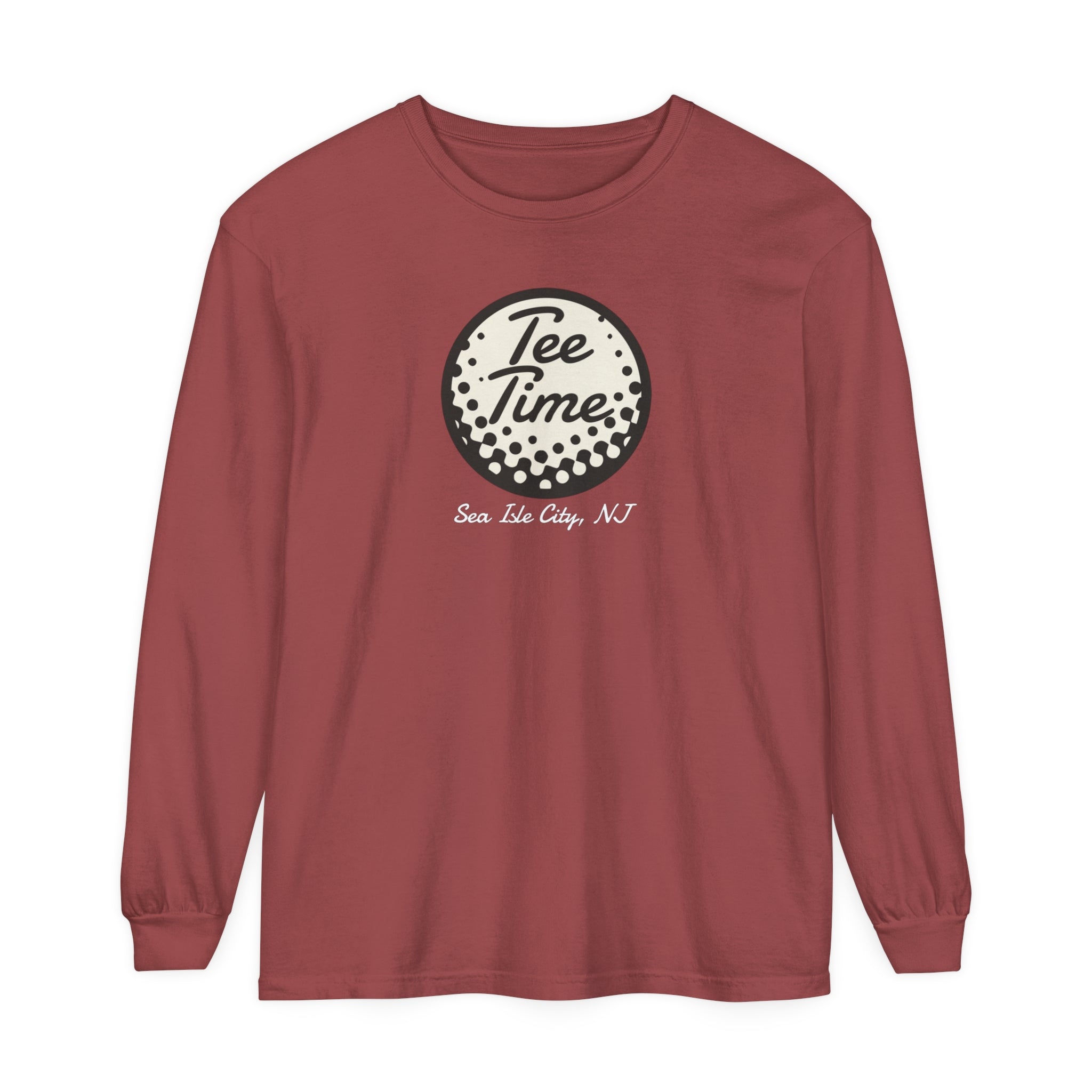 "Sea Isle City, Golf Tee Time" - Long Sleeve Golf Shirt