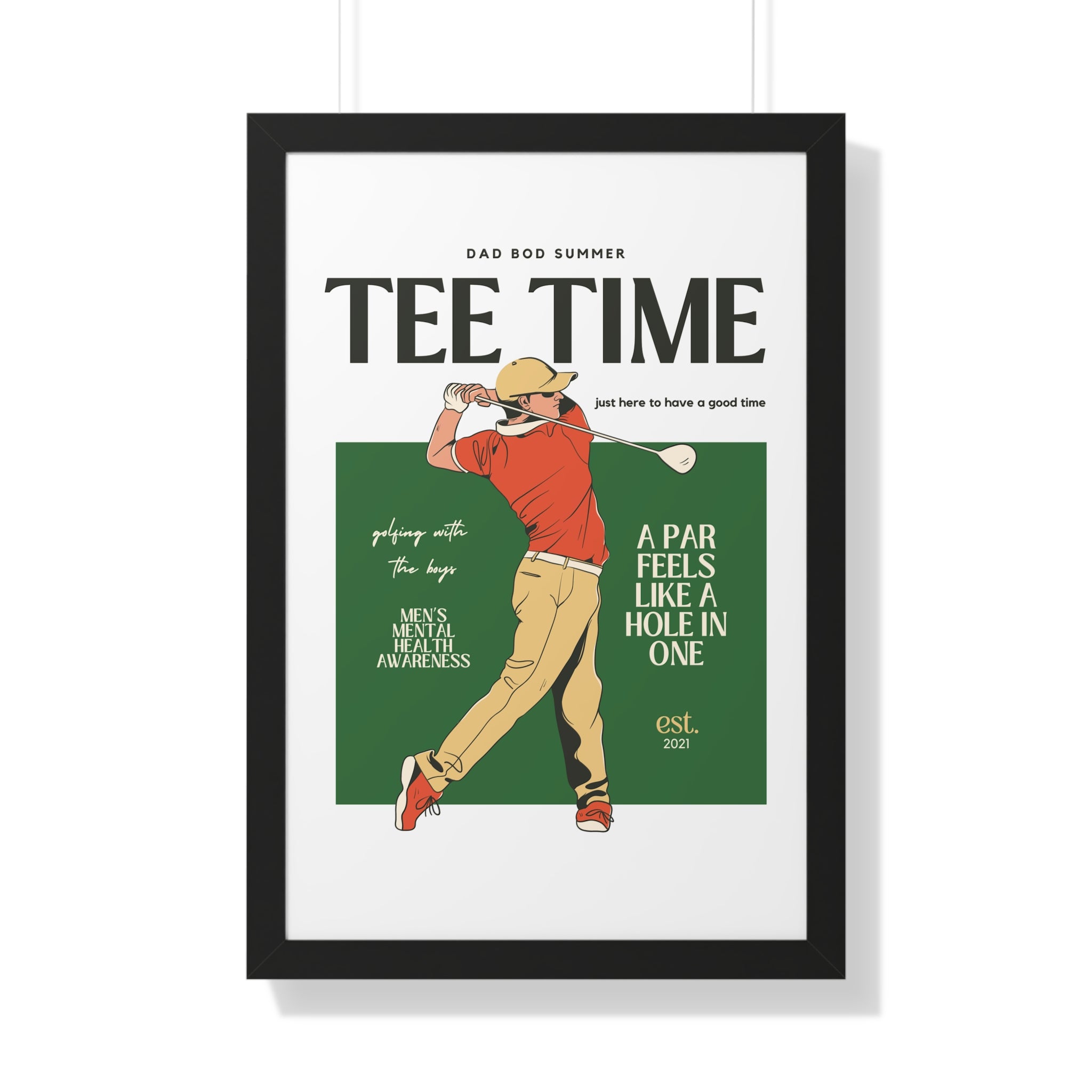 Dad Bod Summer Tee Time - Golf Wall Art - Golf Art - Retro Golf Art