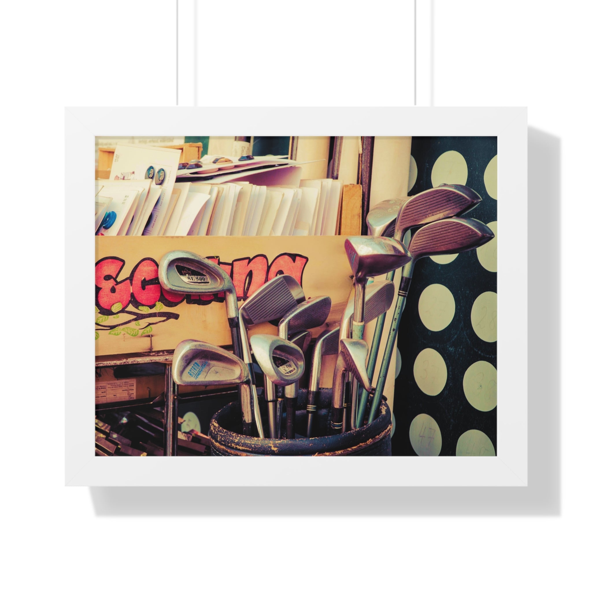 "Golf Clubs At A Record Store" - Golf Wall Art