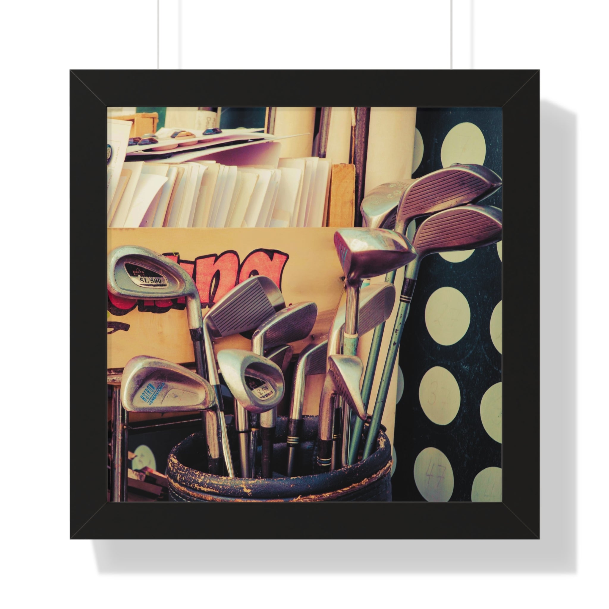 "Golf Clubs At A Record Store" - Golf Wall Art