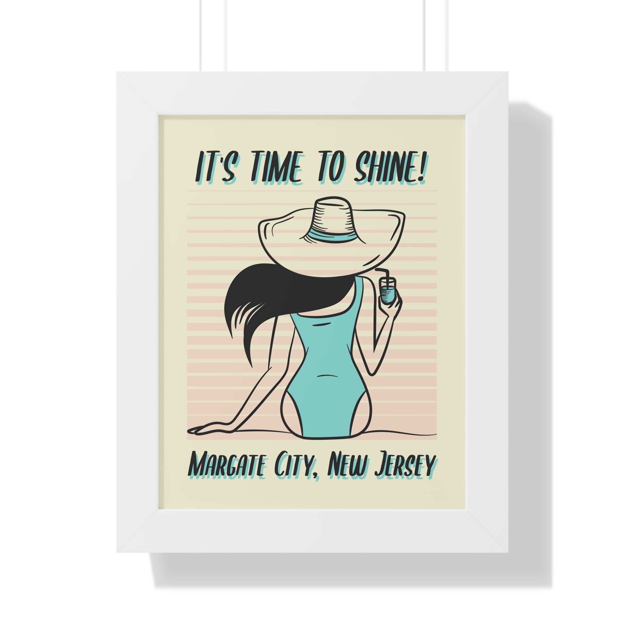 Pre Framed, Margate City, New Jersey- Retro Summer Wall Art - Dad Bod Summer