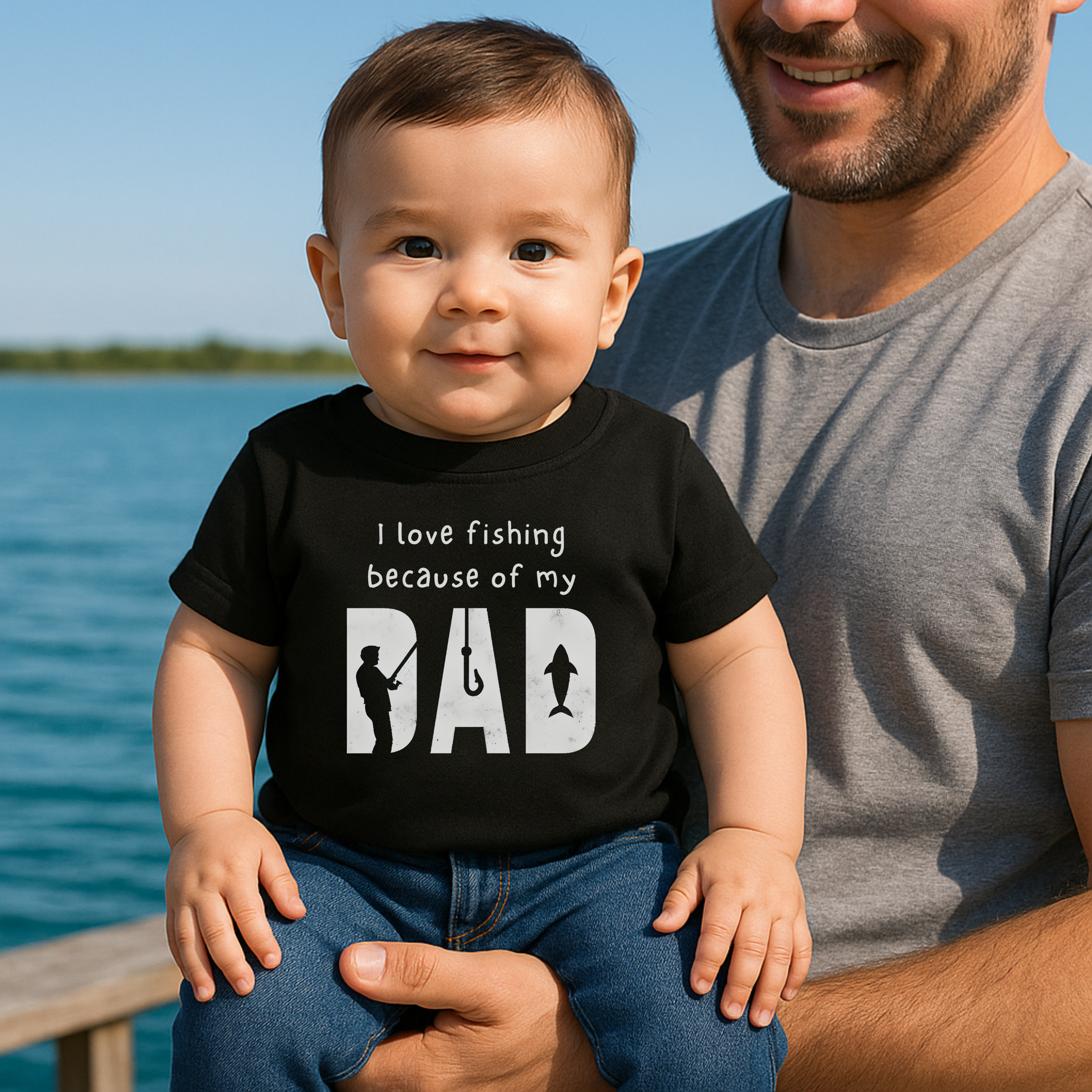 I Love Fishing Because Of My Dad | Baby Fishing Shirts