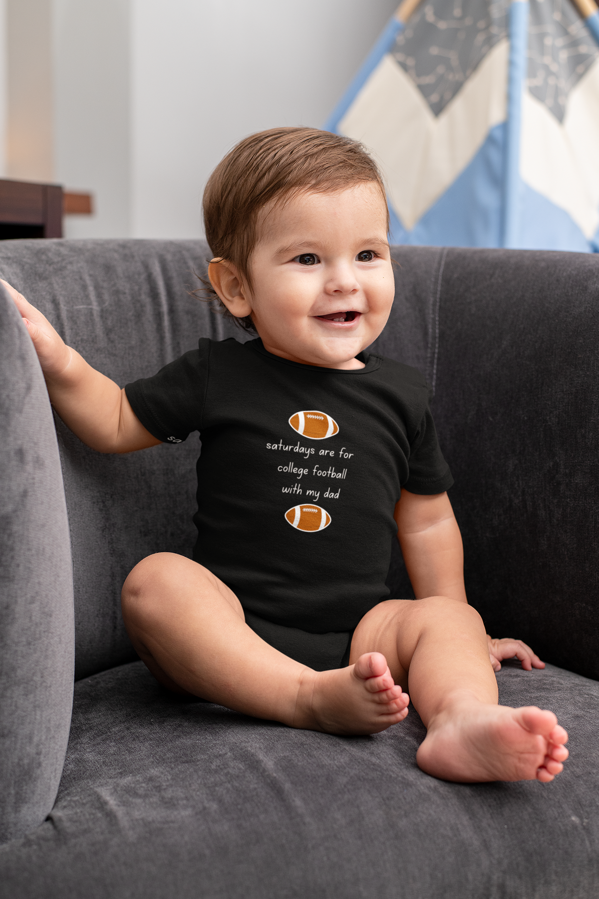 "College Football Saturdays With My Dad" - Baby Football Onesie
