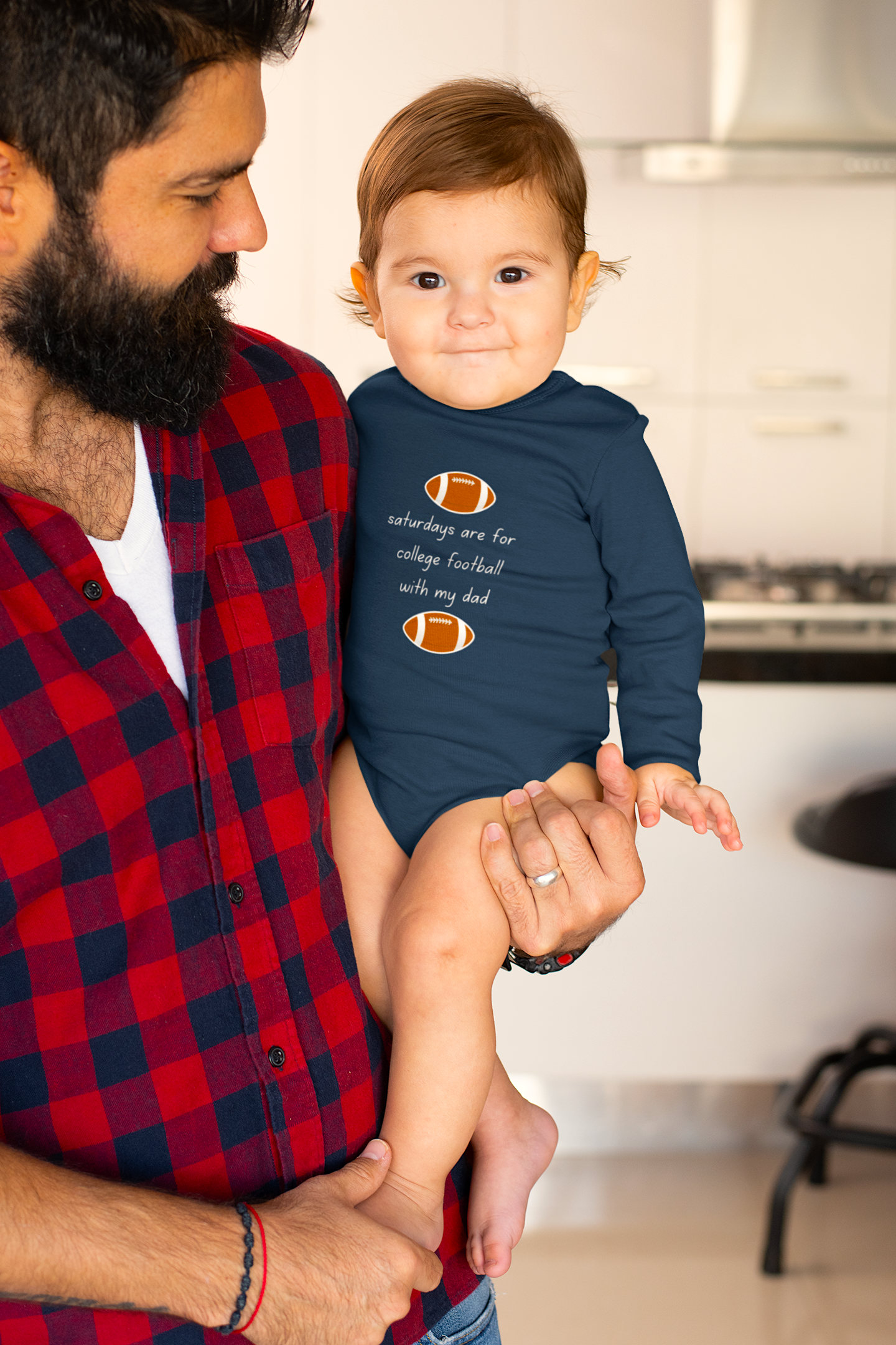"Saturdays Are For College Football With My Dad" - Funny Baby Onesies