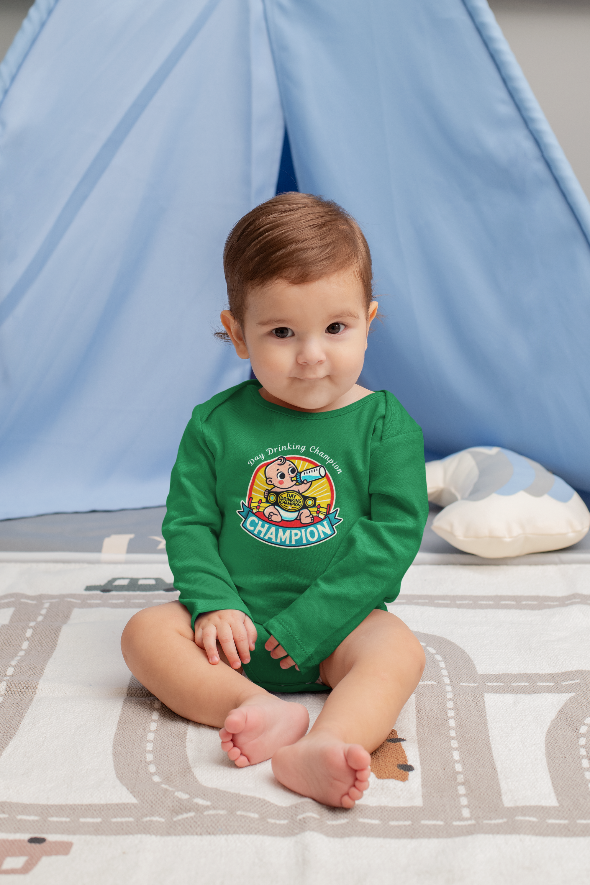 "Bottle Of Milk Drinking Champion" - Funny Baby Onesies