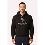 Man wearing a black hoodie with 'your mental health matters' text on a white background