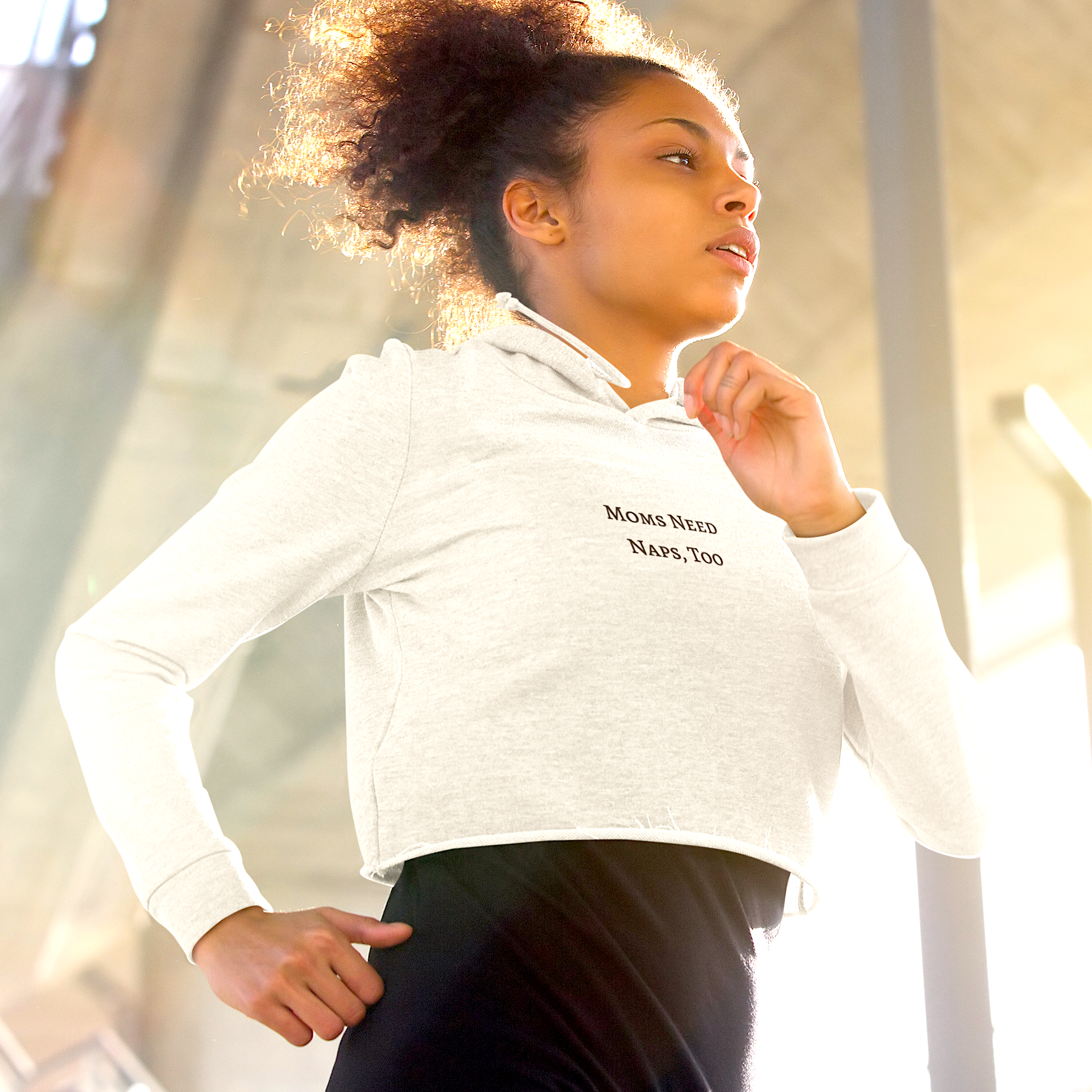 "Moms Need Naps, Too" Women's Crop Hoodie